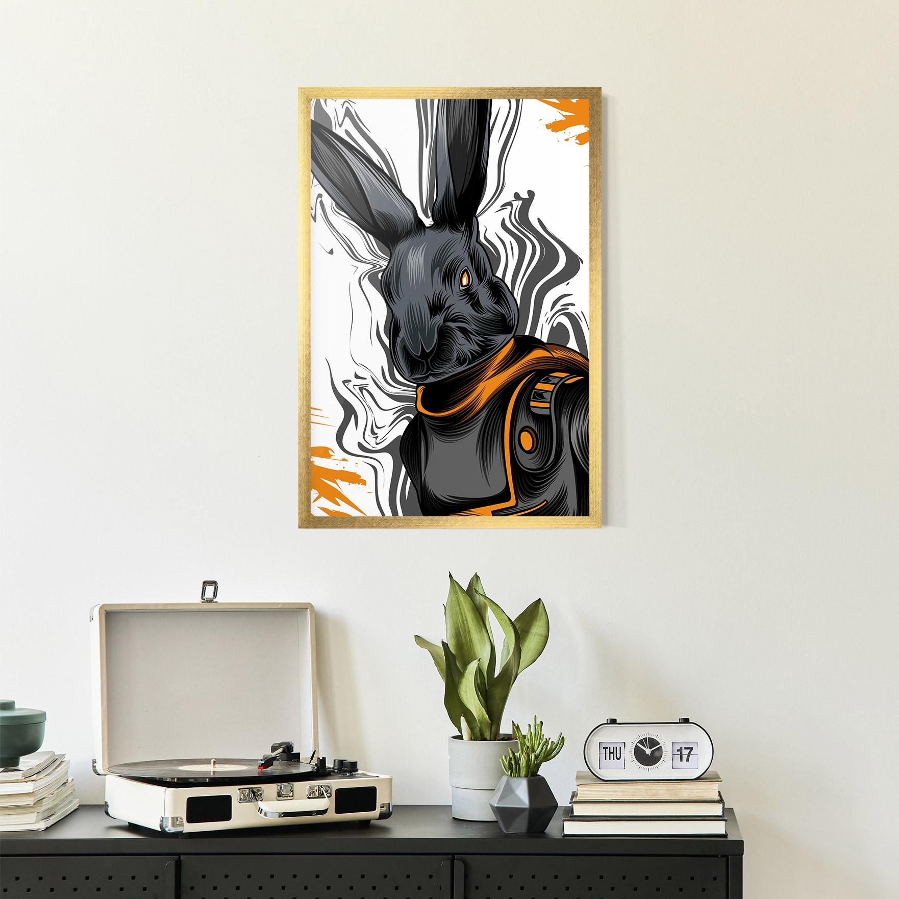 Poster Înrămat Cyborg Yellow Bunny mockup 2