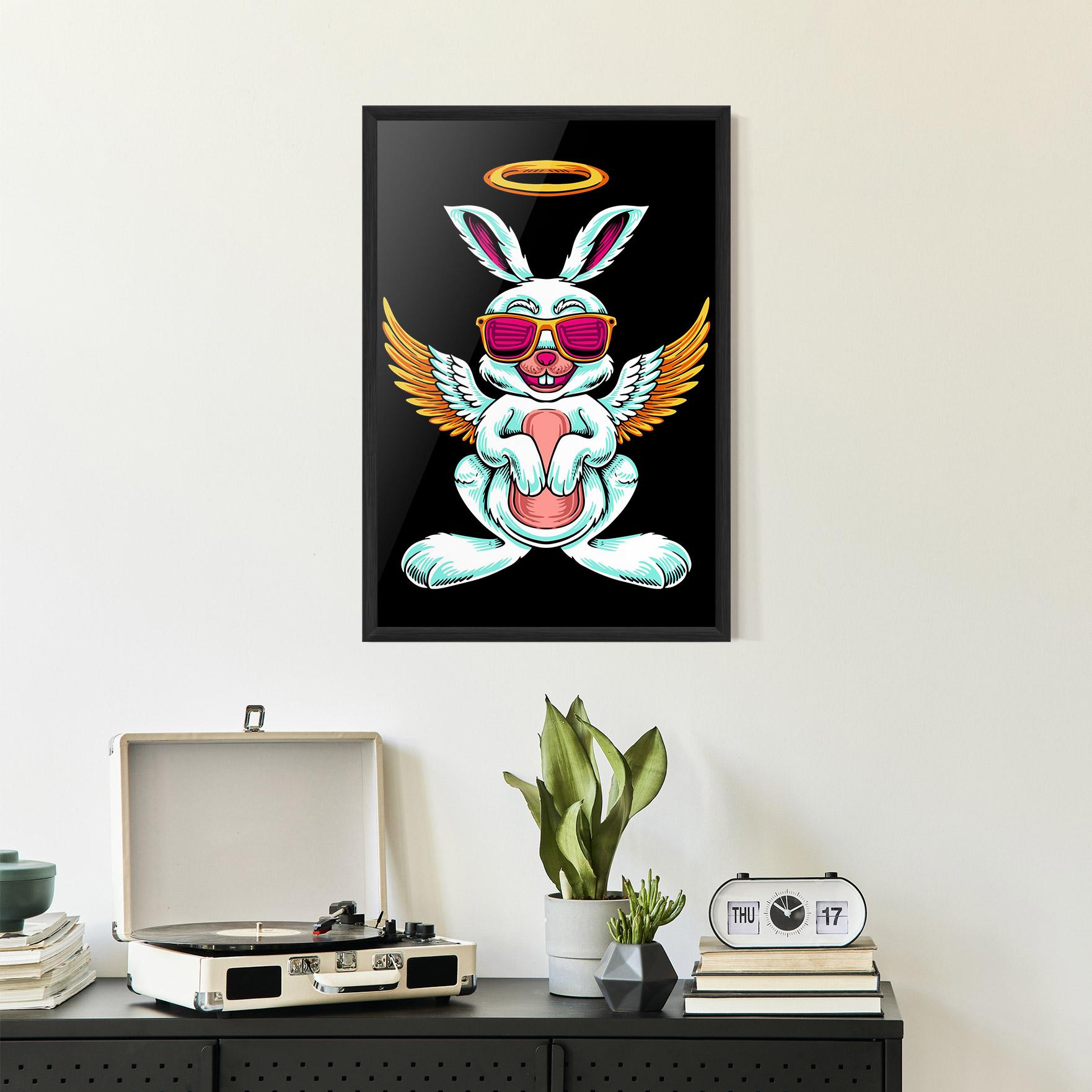 Poster Înrămat Angel Cool Bunny mockup 2