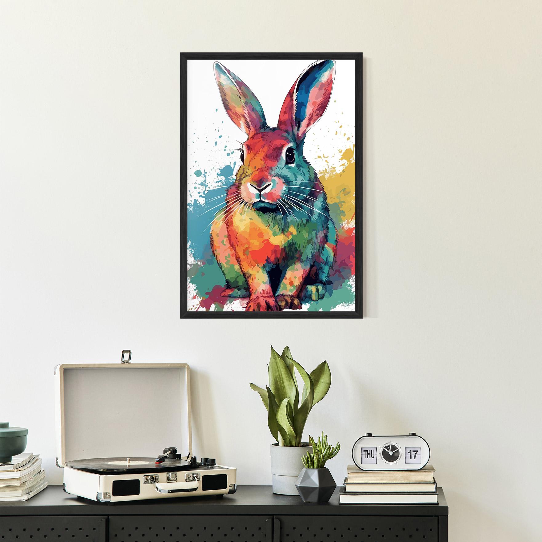 Poster Înrămat Brush Rabbit mockup 2