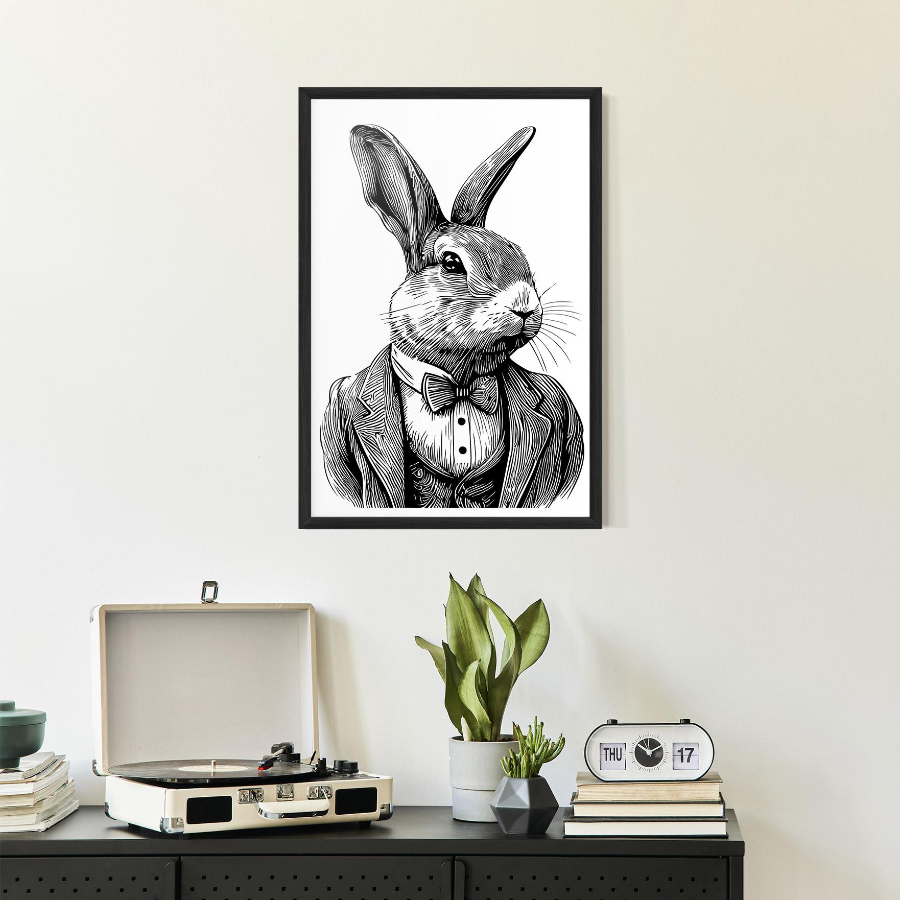 Poster Înrămat Bunny In Suit mockup 2