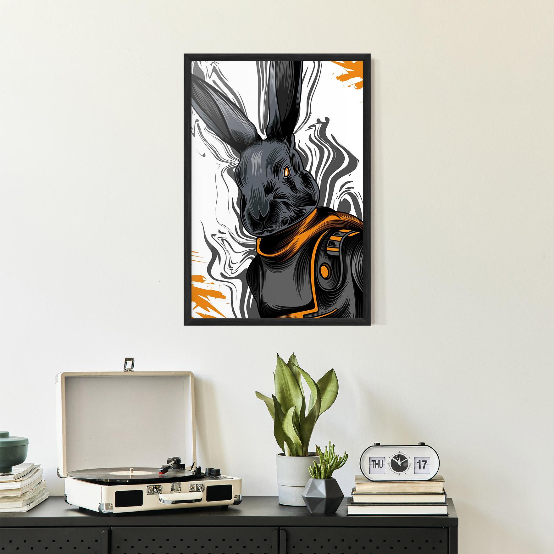 Poster Înrămat Cyborg Yellow Bunny mockup 2