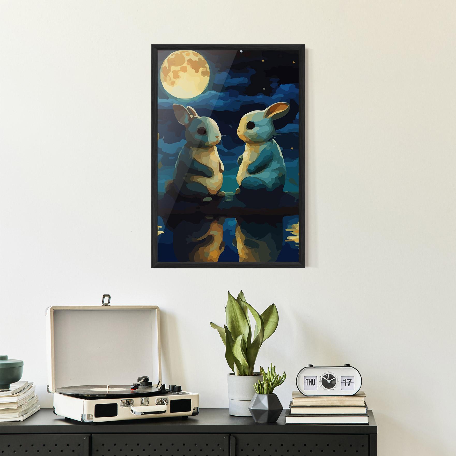 Poster Înrămat Full Moon Bunny mockup 2