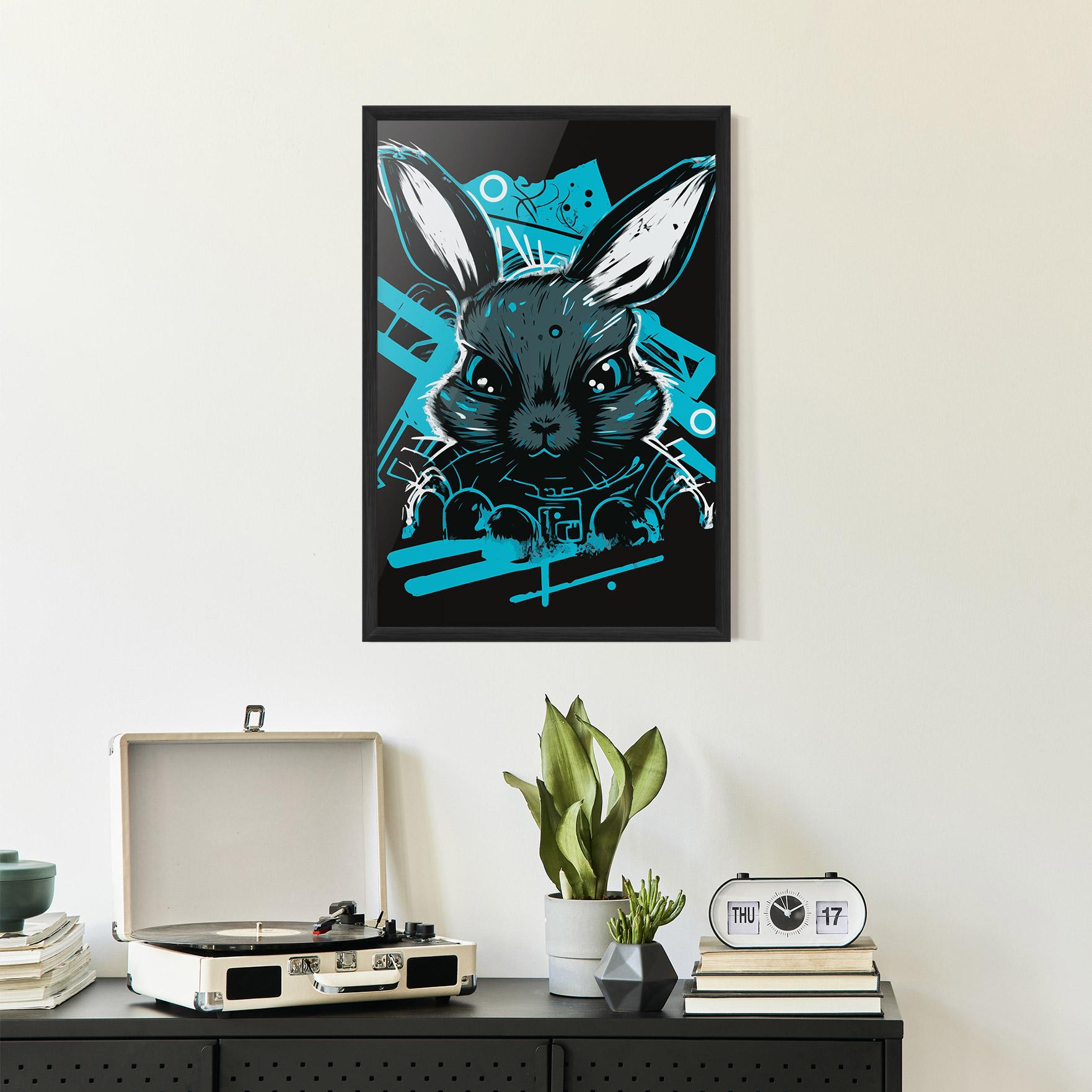 Poster Înrămat Grey Blue Bunny mockup 2