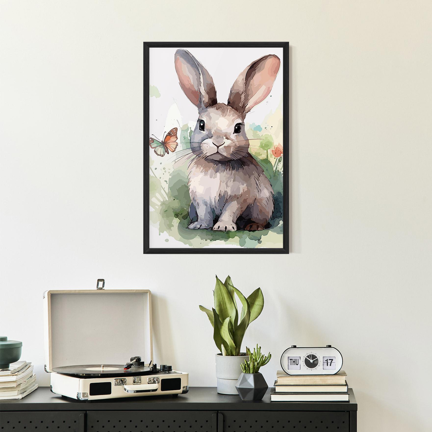 Poster Înrămat Pretty Bunny Art mockup 2