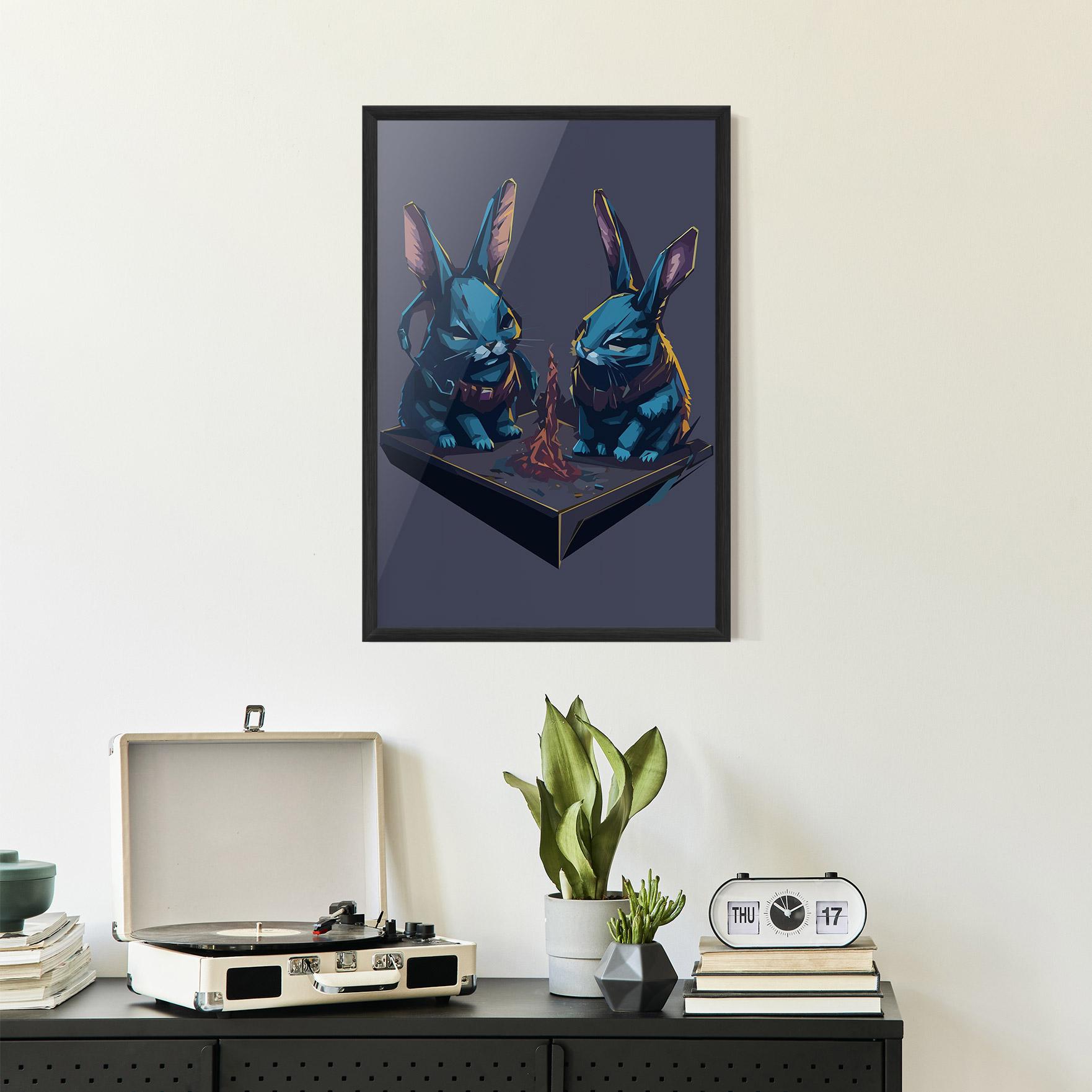 Poster Înrămat Rabbit Headset mockup 2