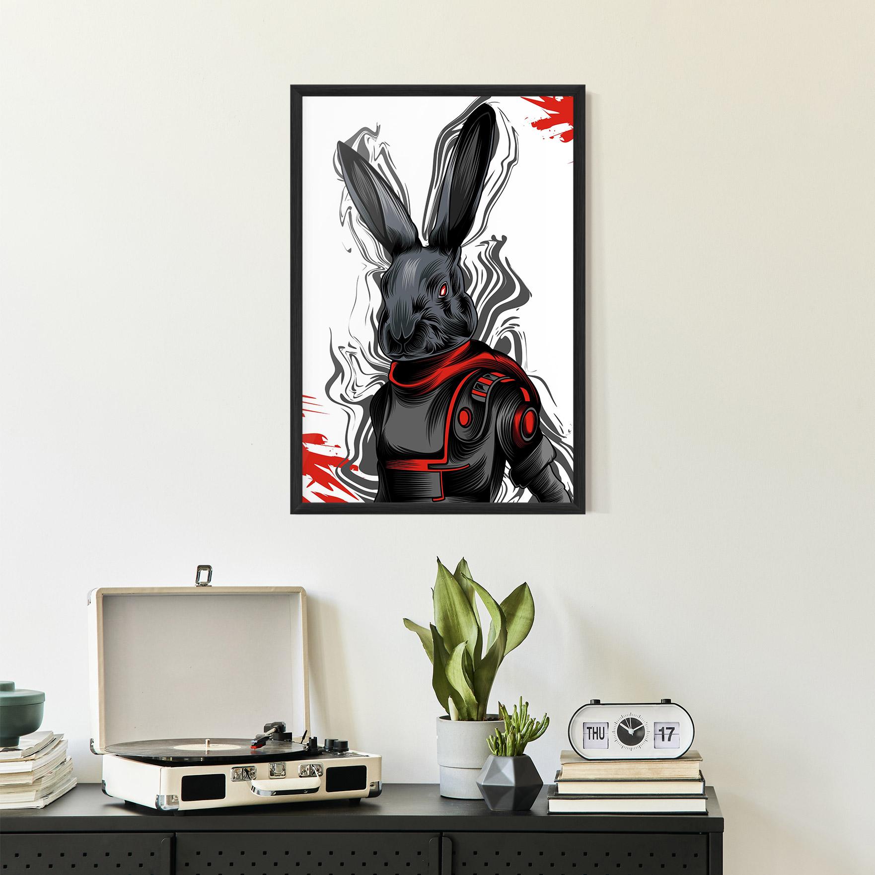 Poster Înrămat Red Robot Bunny mockup 2