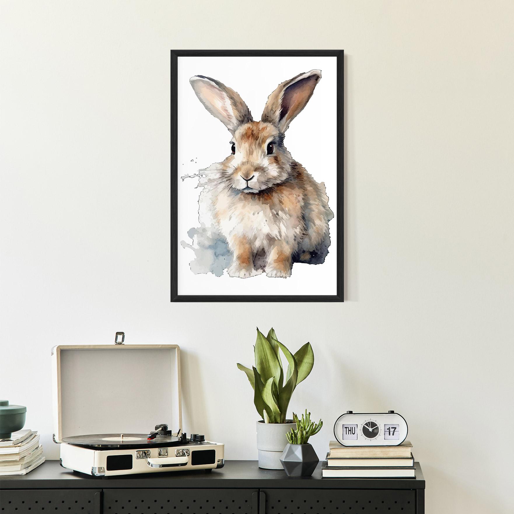 Poster Înrămat Watercolor Cute Bunny mockup 2