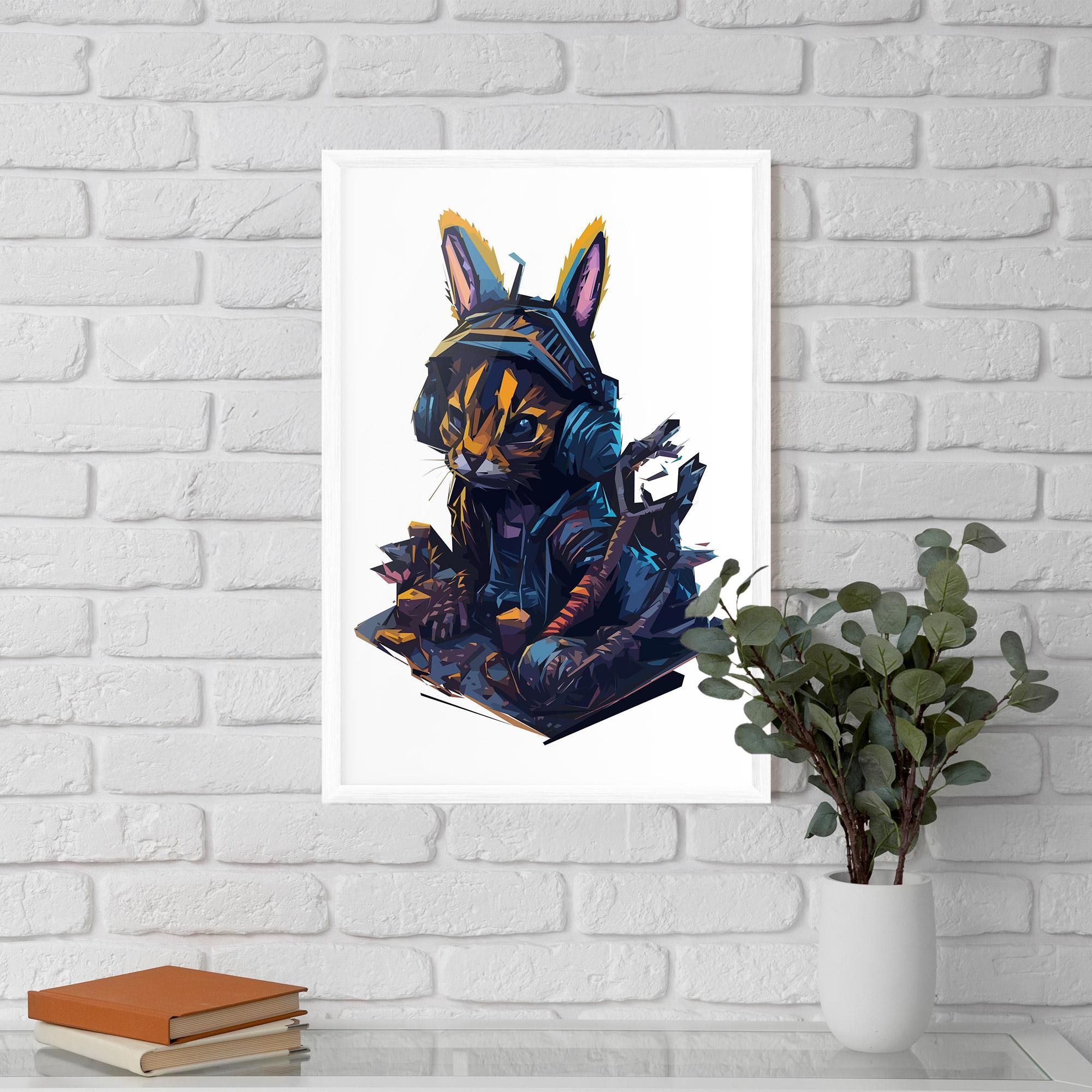 Poster Înrămat Orange Rabbit Headset mockup 5