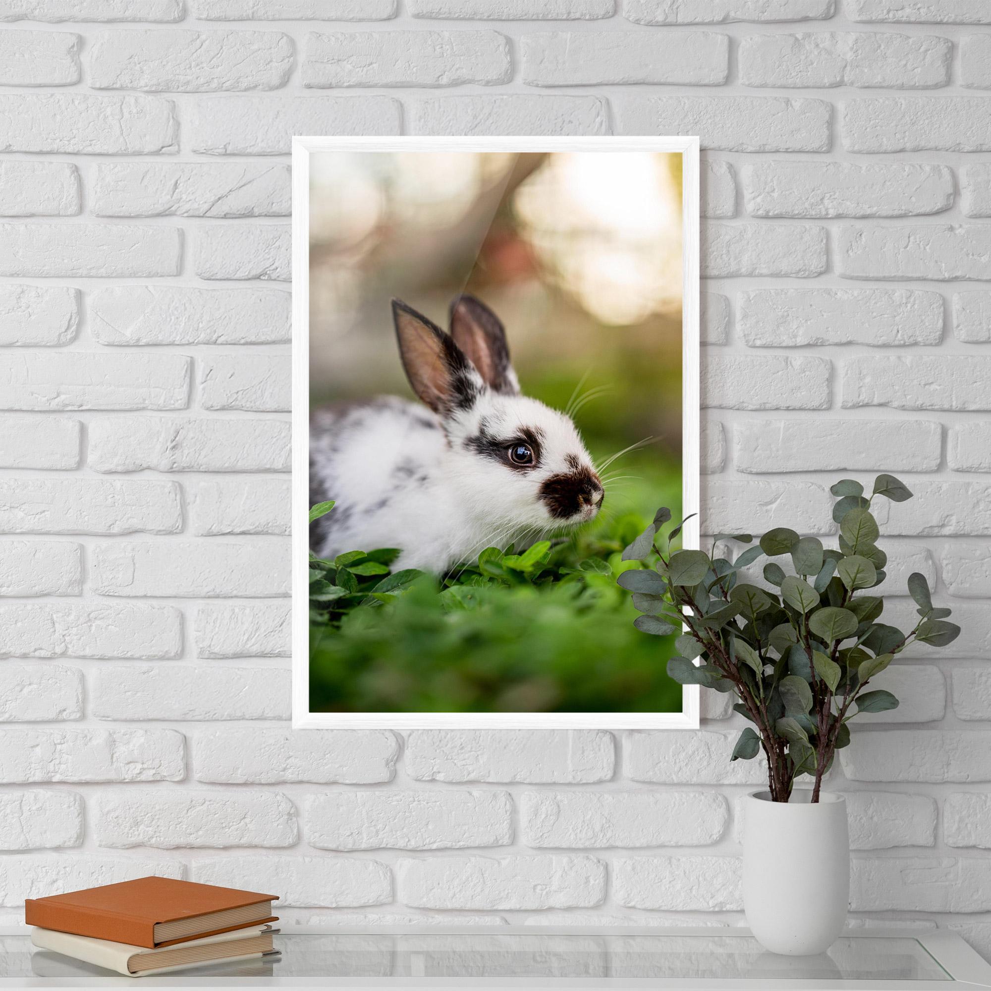 Poster Înrămat White Black Bunny mockup 5