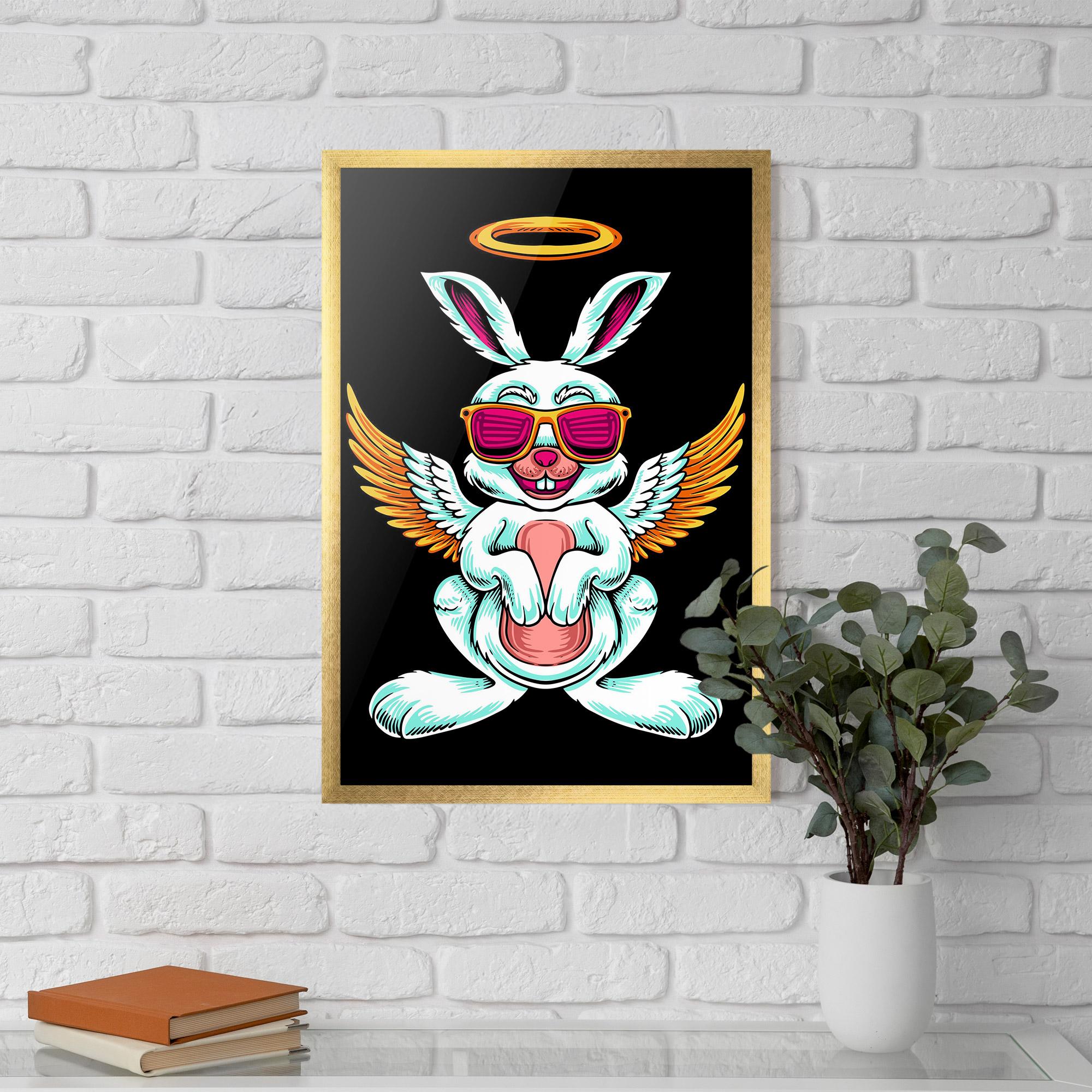 Poster Înrămat Angel Cool Bunny mockup 5