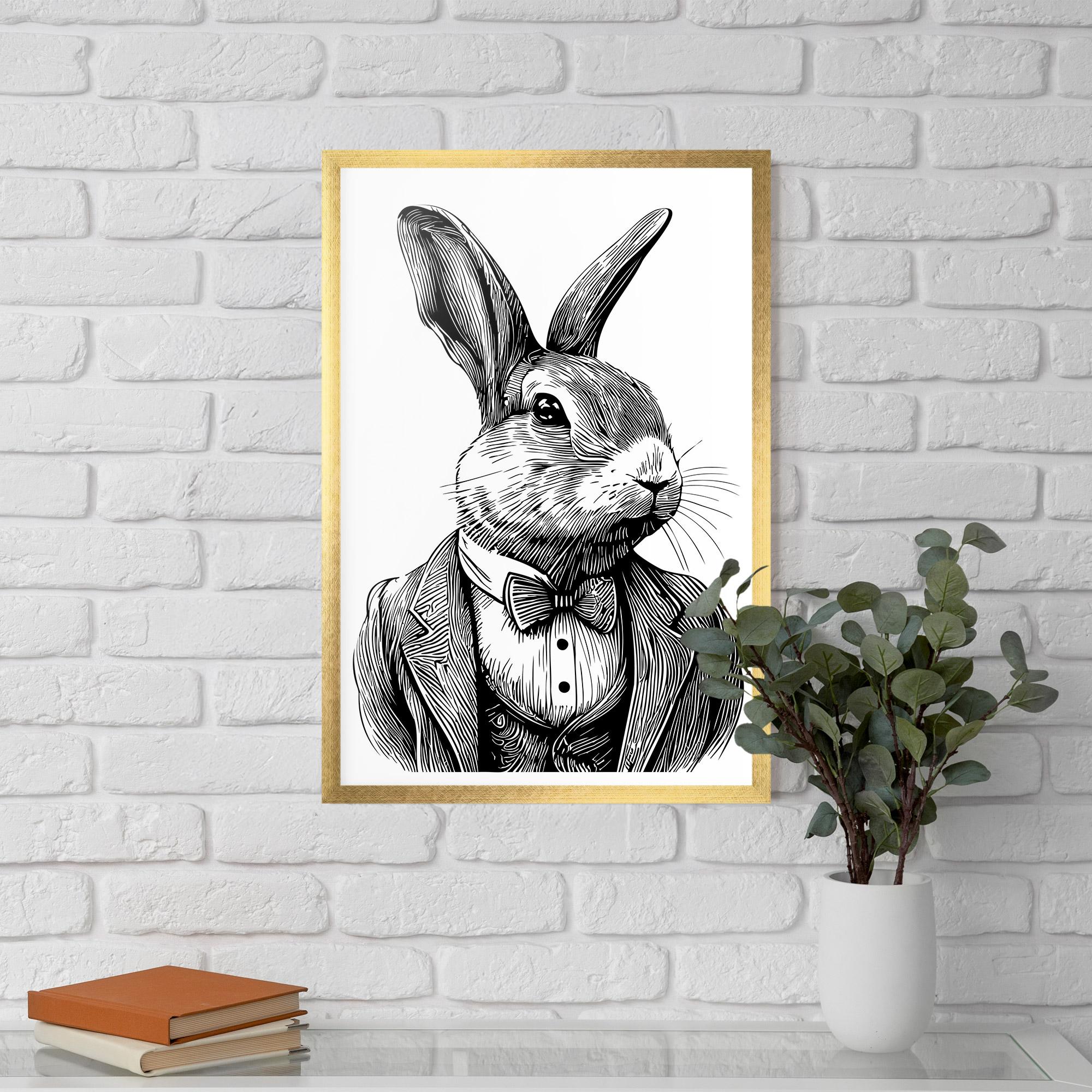 Poster Înrămat Bunny In Suit mockup 5