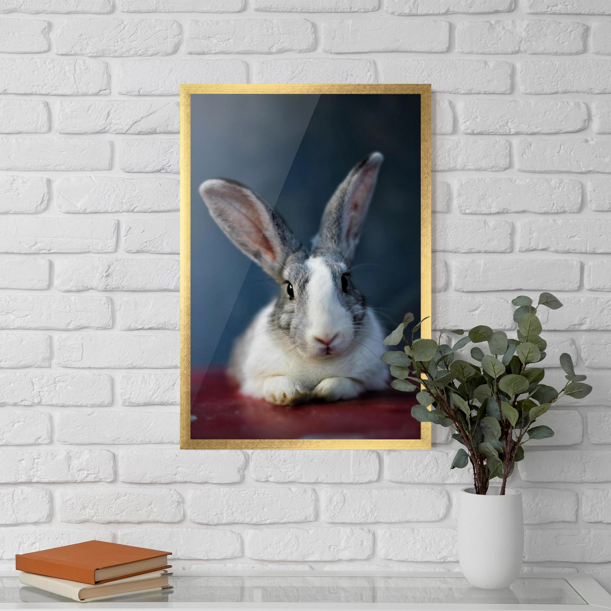 Poster Înrămat Cute Grey Bunny mockup 5