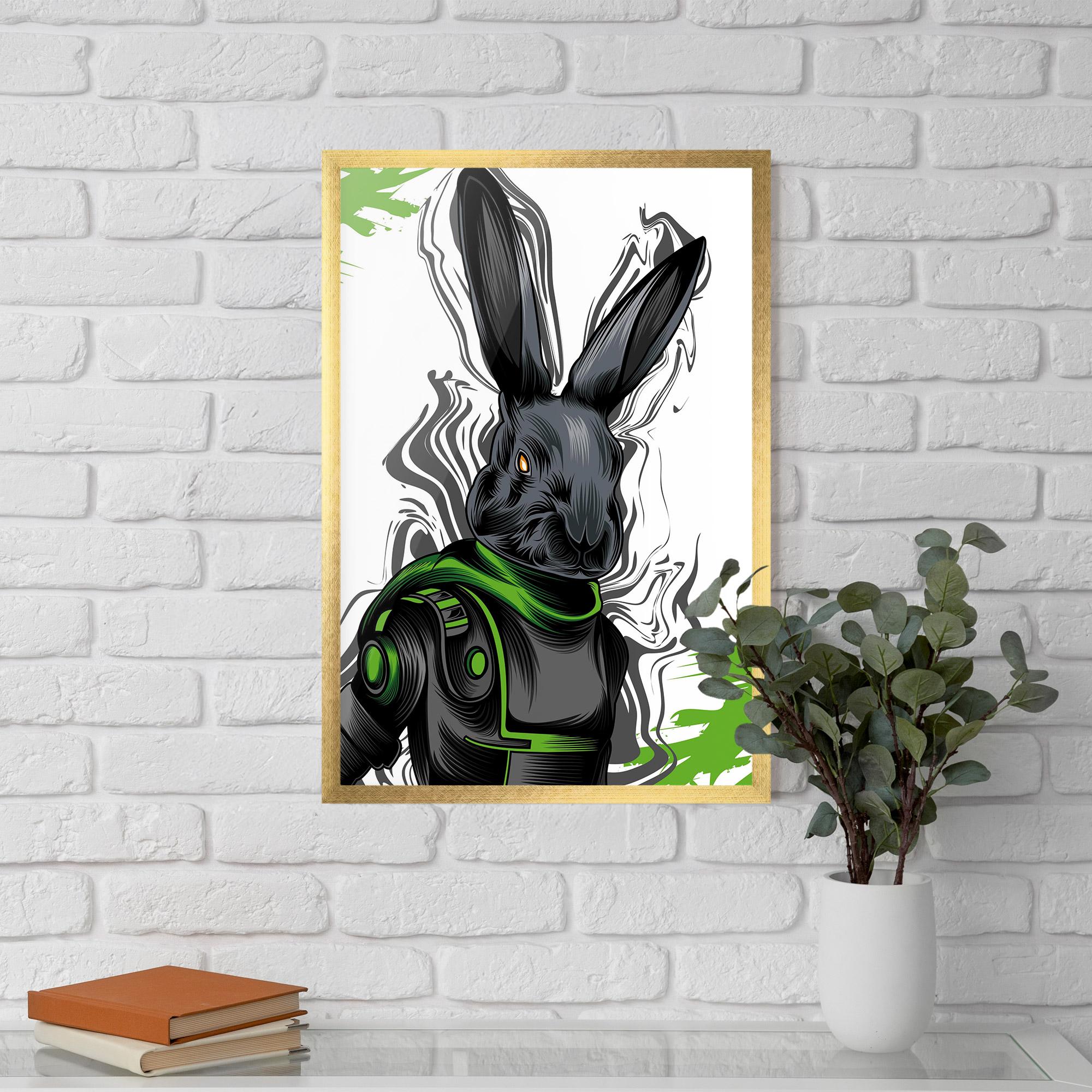 Poster Înrămat Cyborg Green Bunny mockup 5