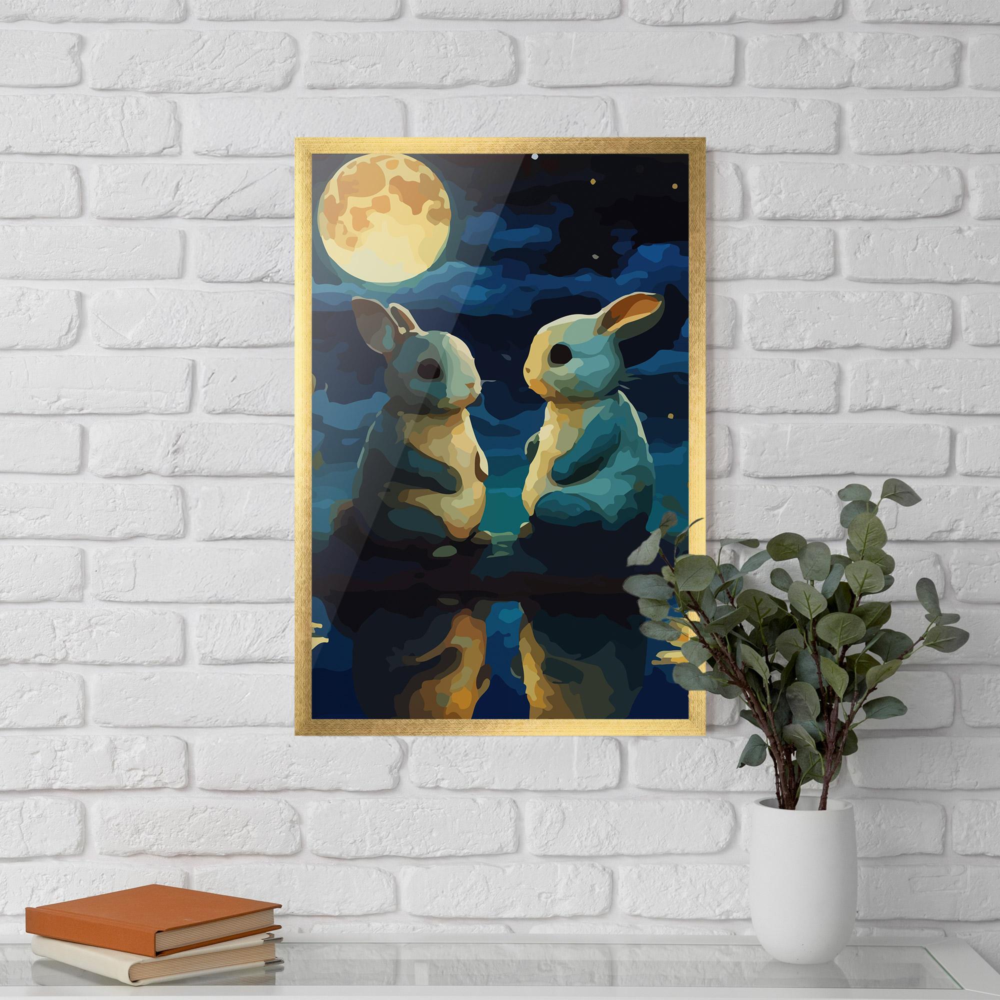 Poster Înrămat Full Moon Bunny mockup 5