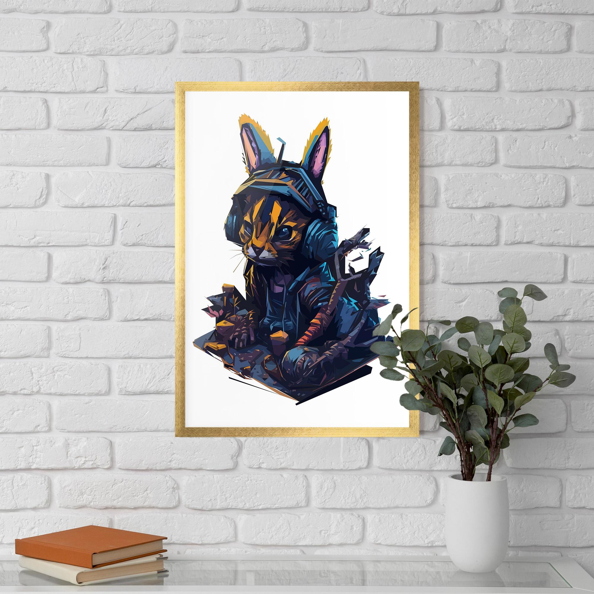 Poster Înrămat Orange Rabbit Headset mockup 5