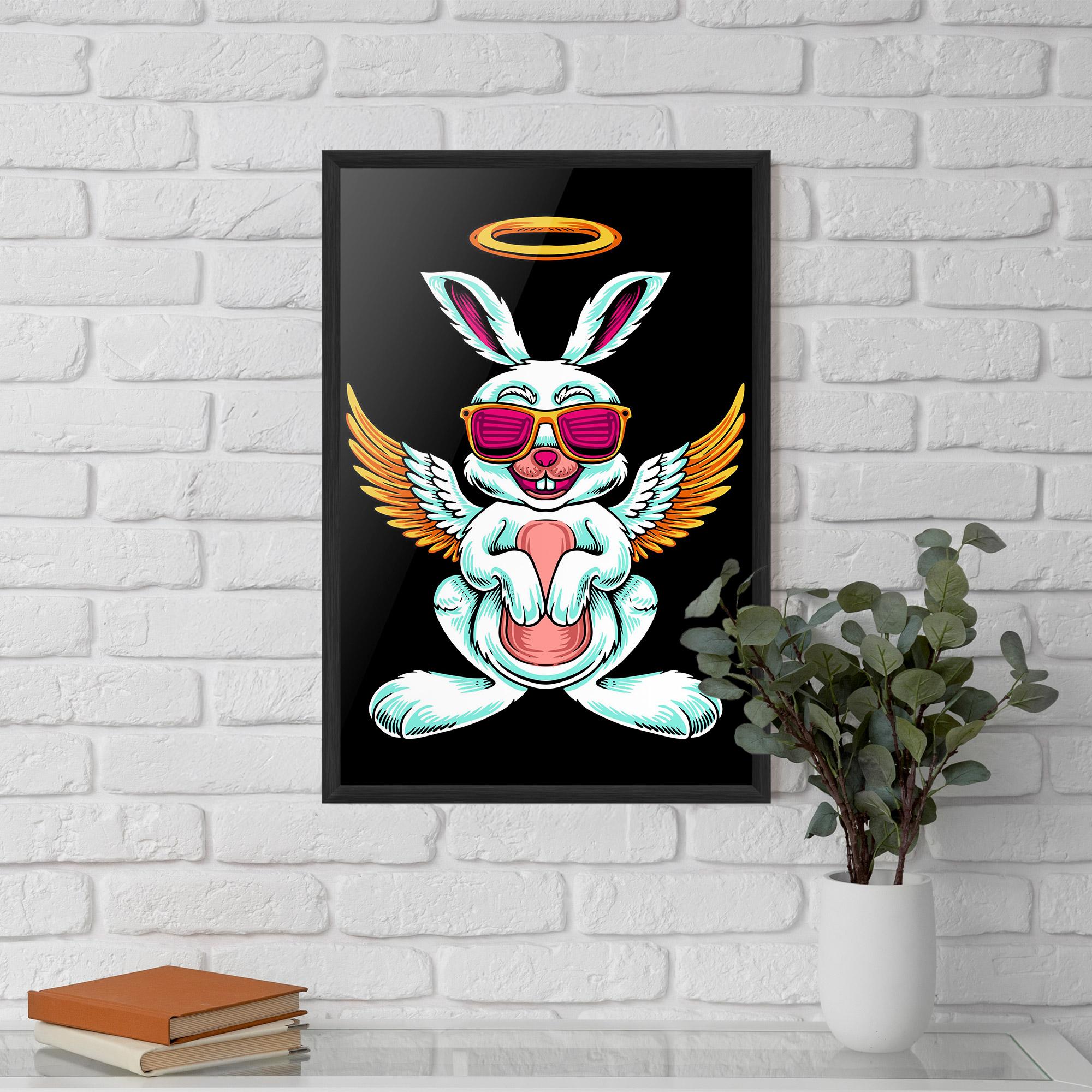 Poster Înrămat Angel Cool Bunny mockup 5