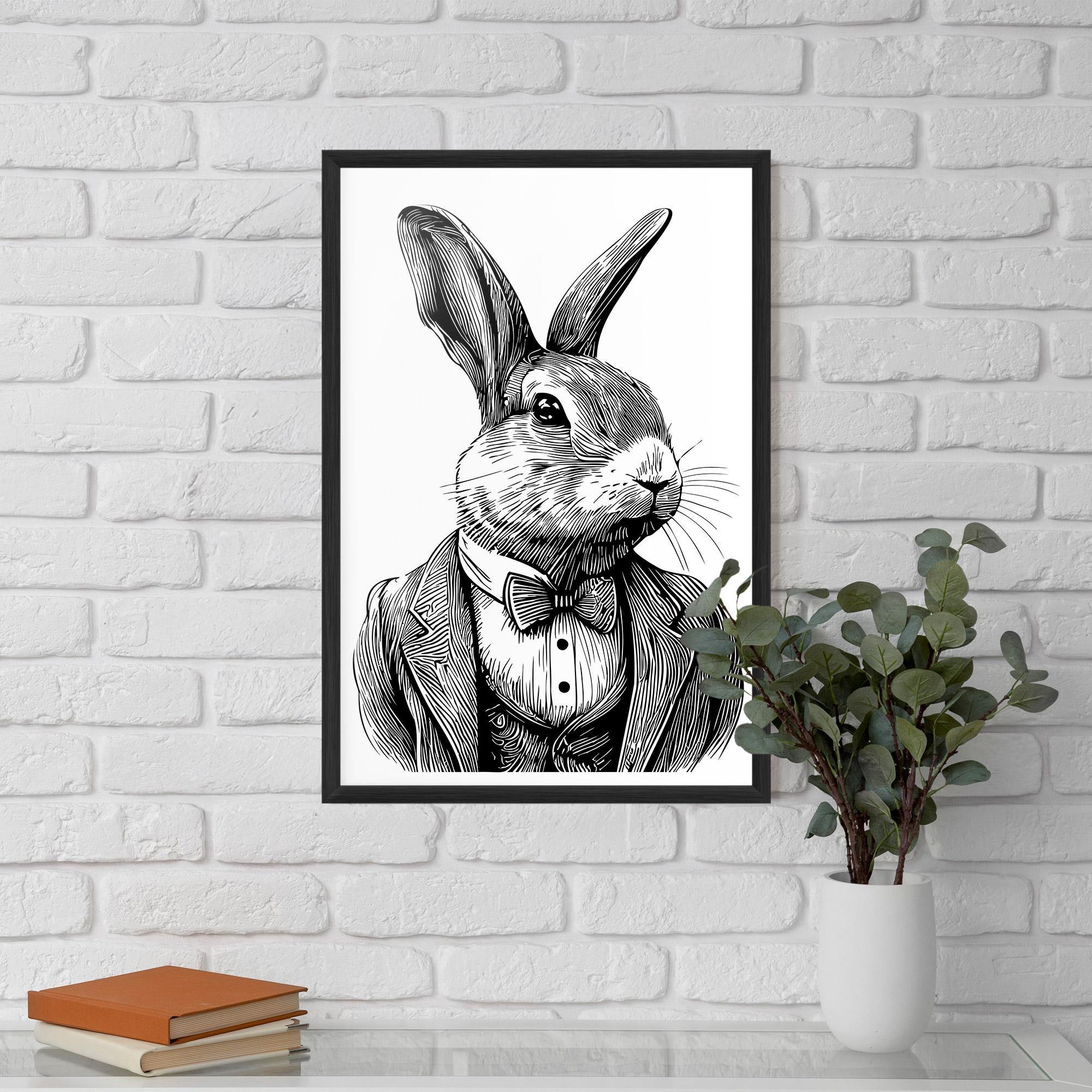 Poster Înrămat Bunny In Suit mockup 5