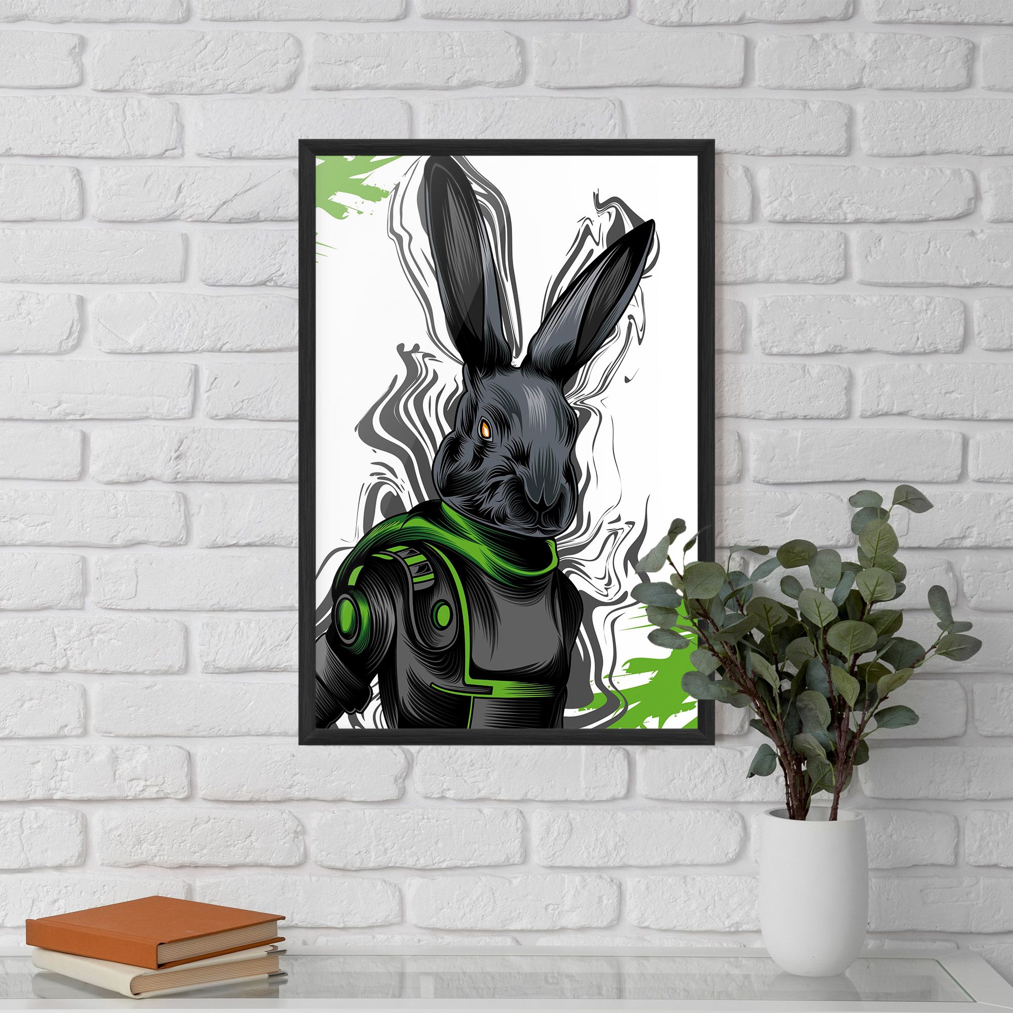 Cyborg Green Bunny mockup 5