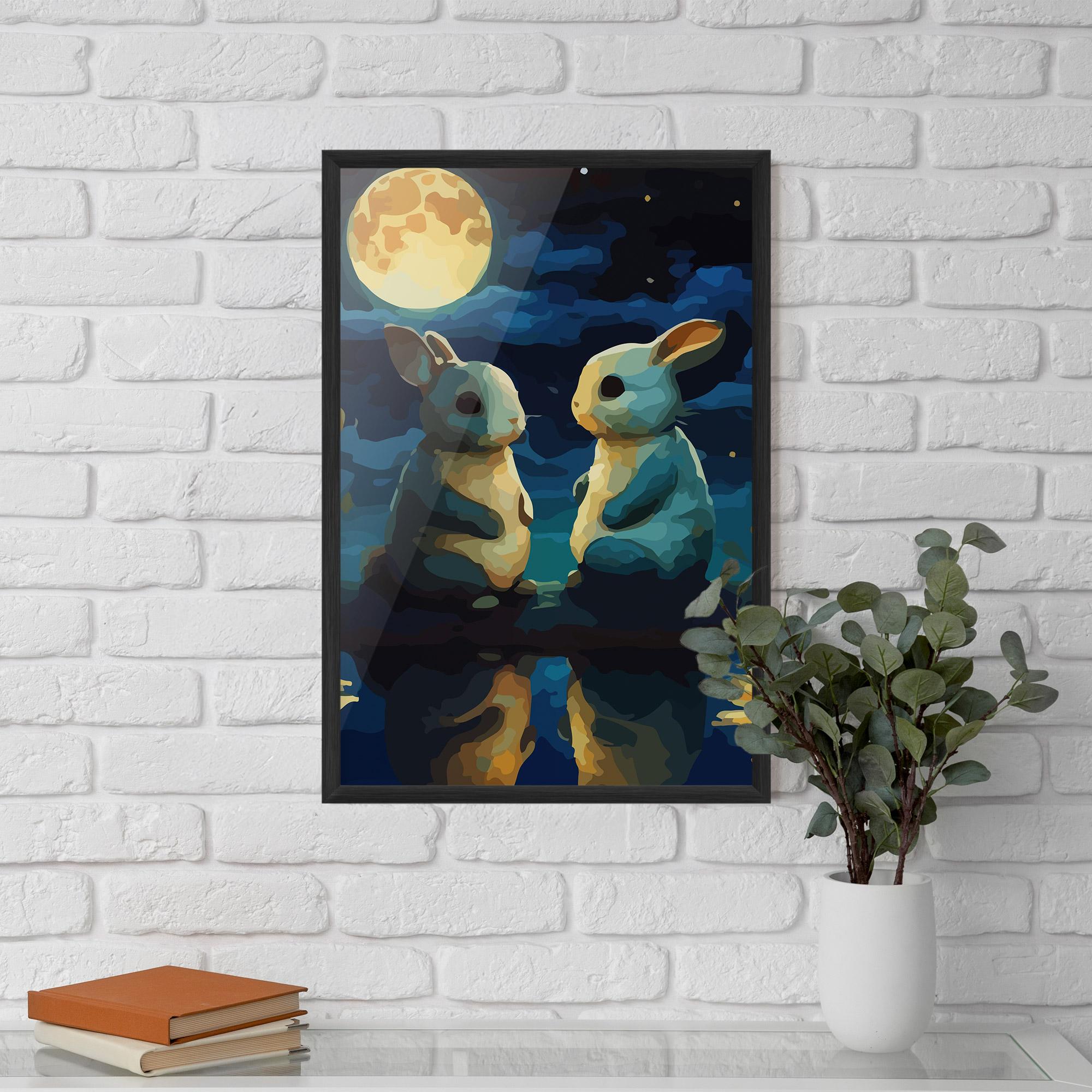 Poster Înrămat Full Moon Bunny mockup 5