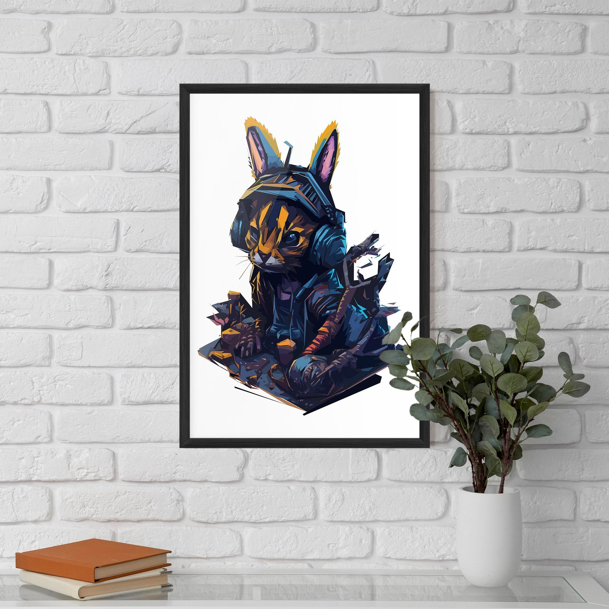 Poster Înrămat Orange Rabbit Headset mockup 5