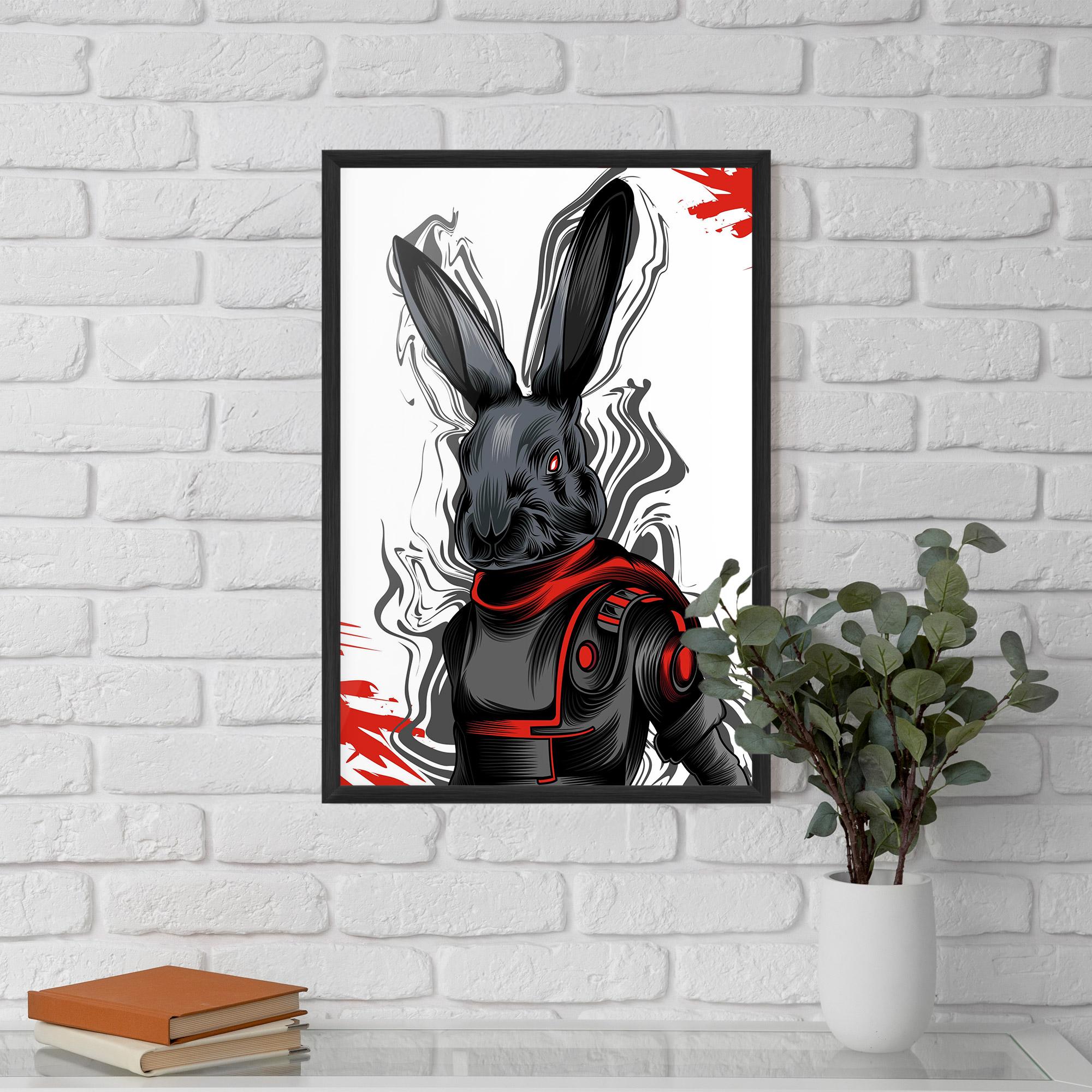 Poster Înrămat Red Robot Bunny mockup 5