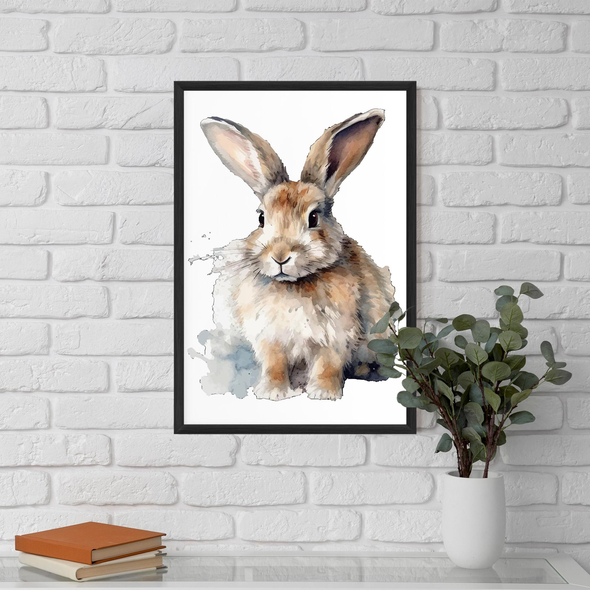 Poster Înrămat Watercolor Cute Bunny mockup 5