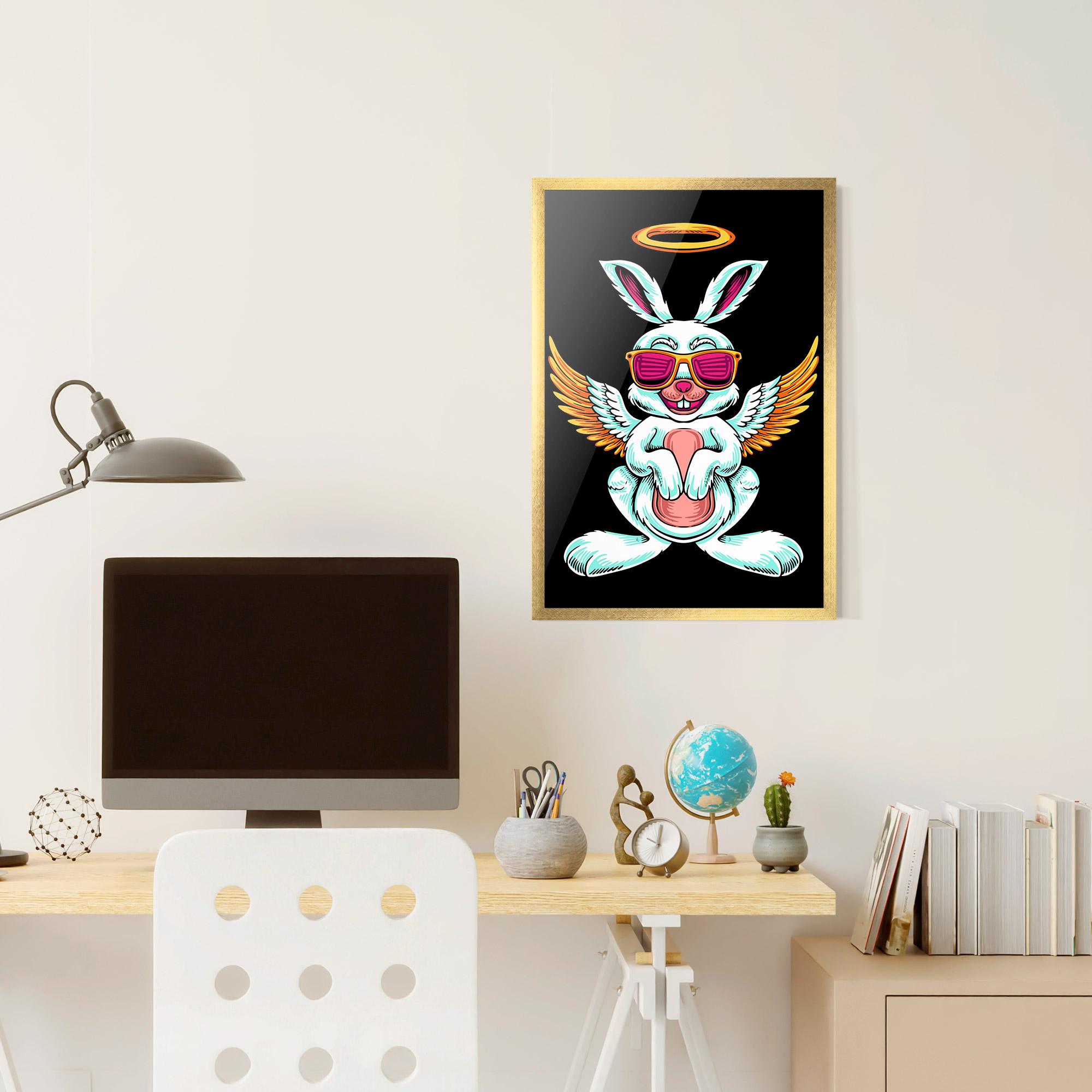 Poster Înrămat Angel Cool Bunny mockup 6