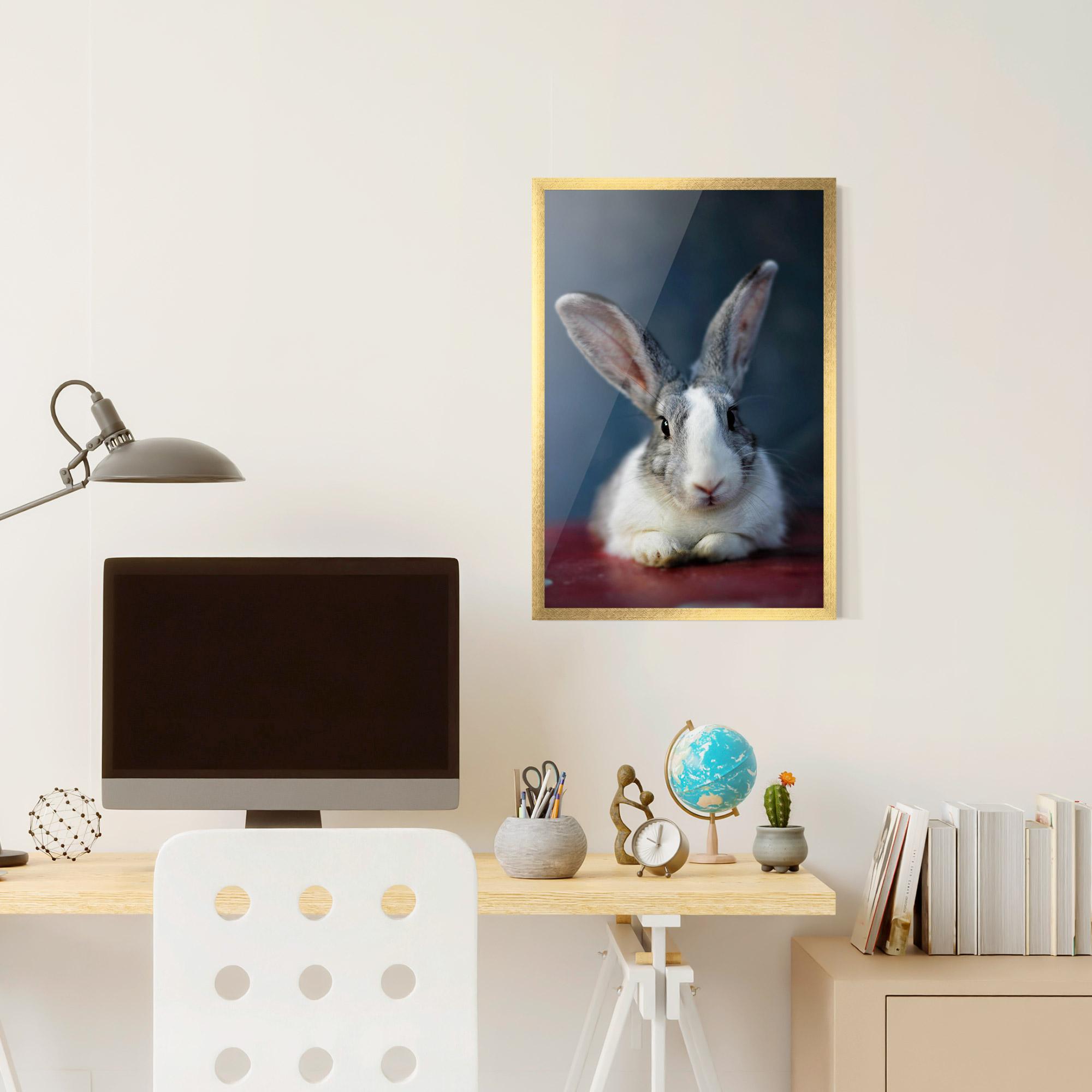 Poster Înrămat Cute Grey Bunny mockup 6