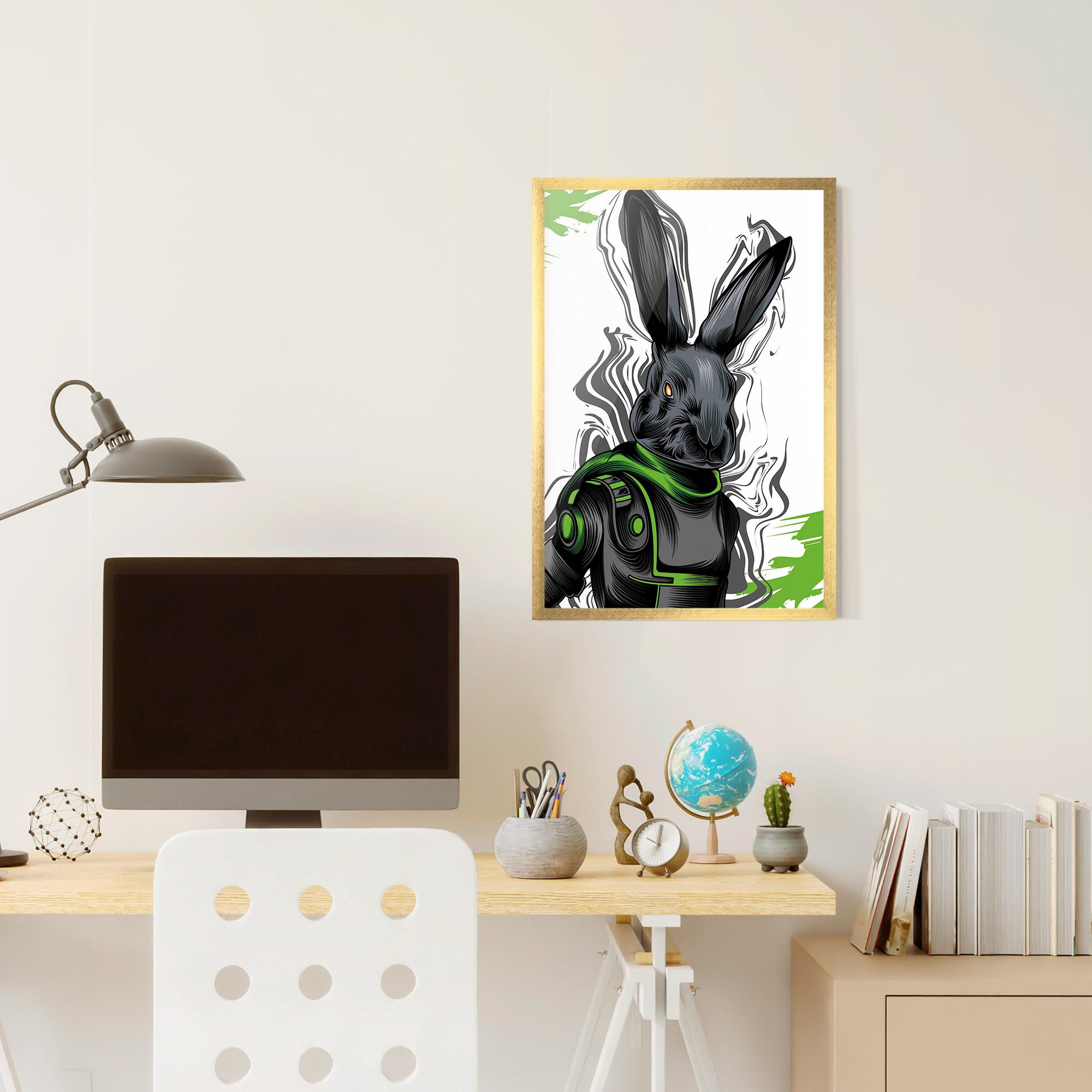 Poster Înrămat Cyborg Green Bunny mockup 6