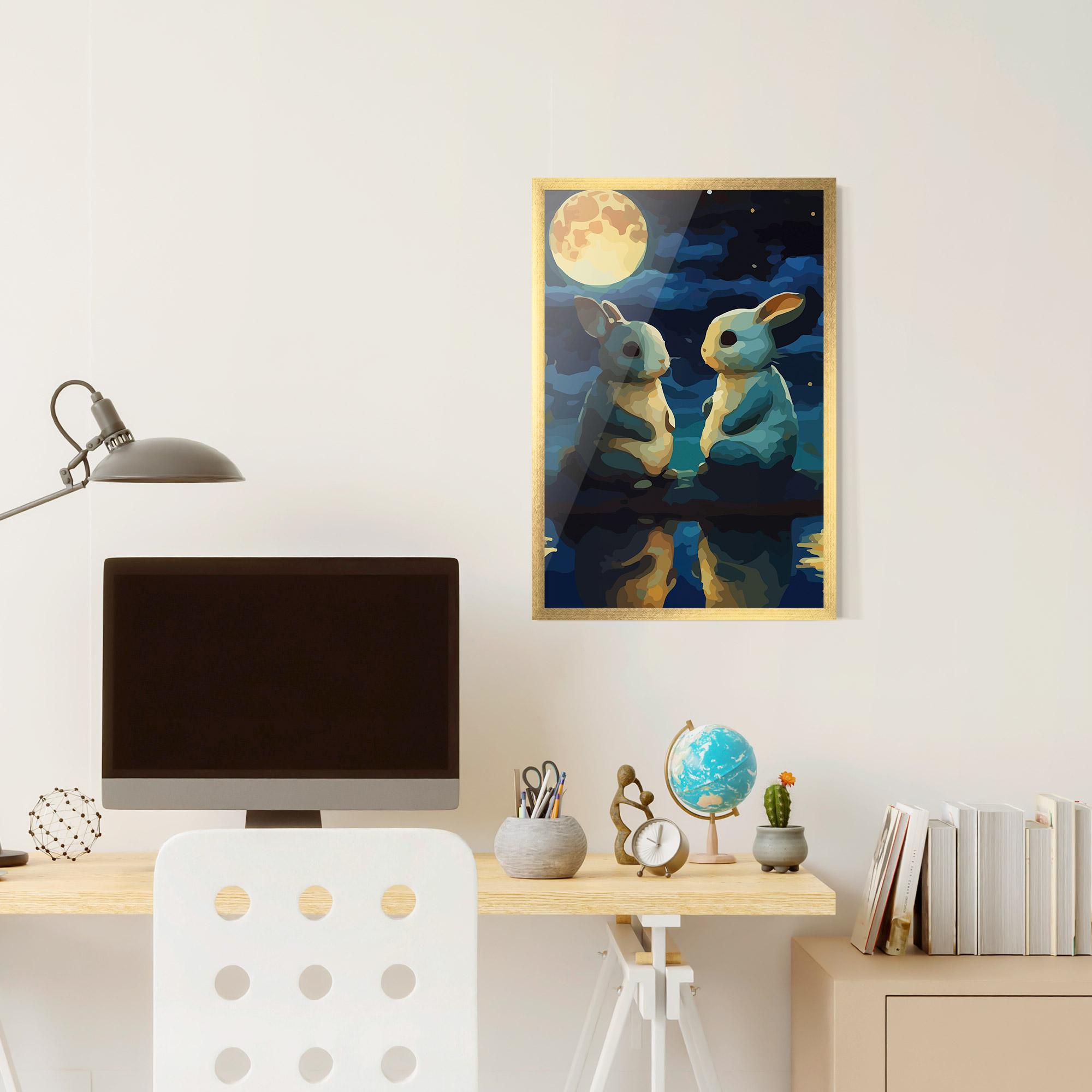 Poster Înrămat Full Moon Bunny mockup 6