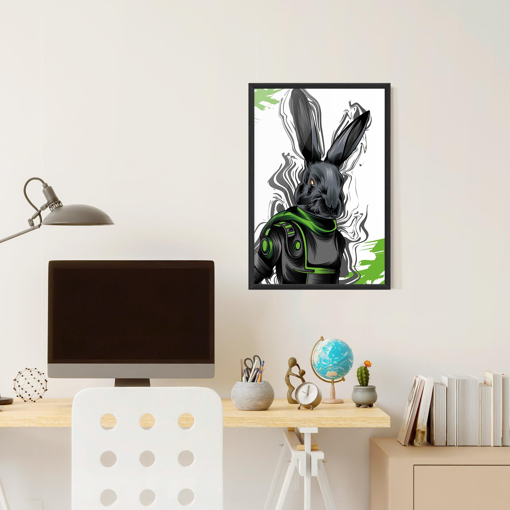 Poster Înrămat Cyborg Green Bunny mockup 6