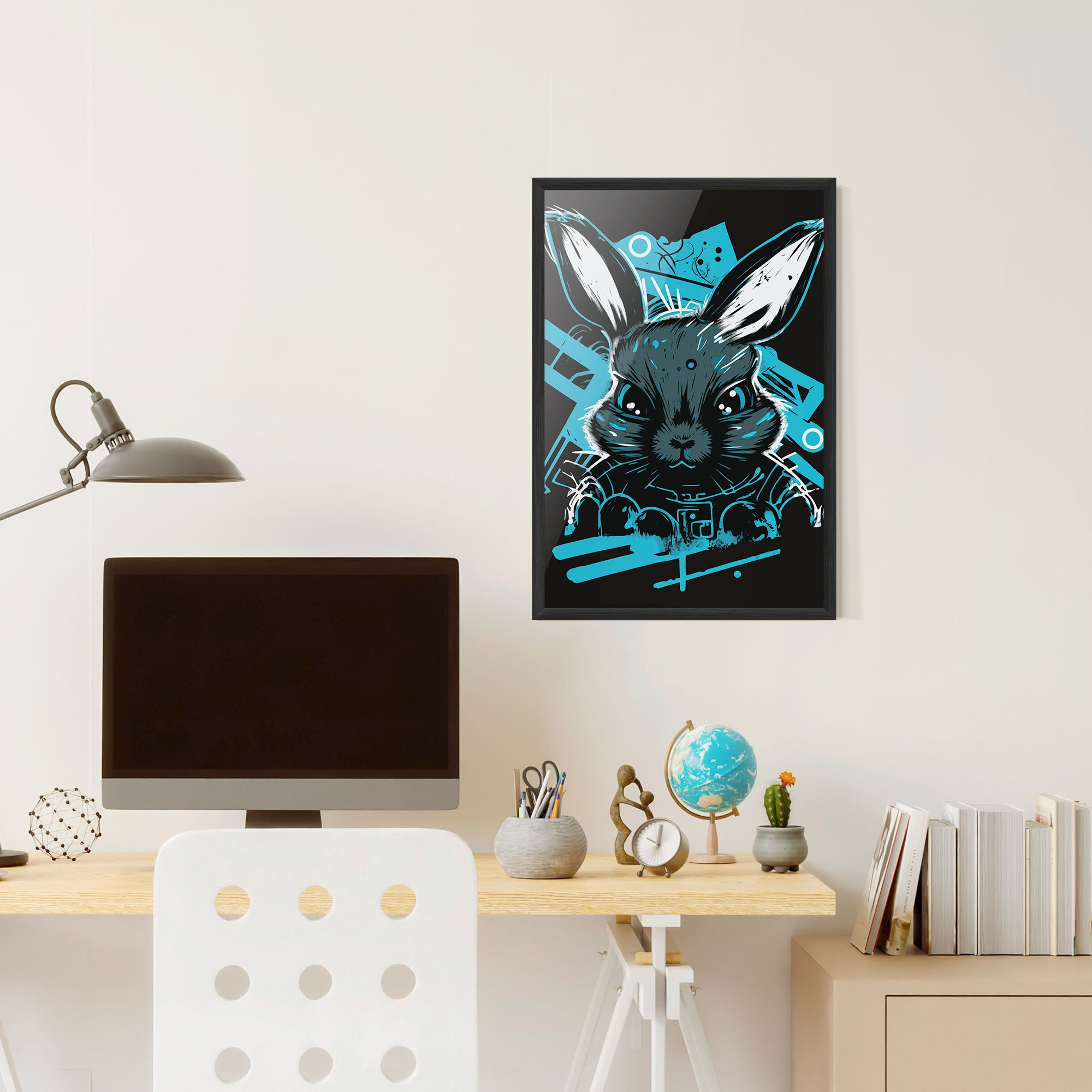 Grey Blue Bunny mockup 6