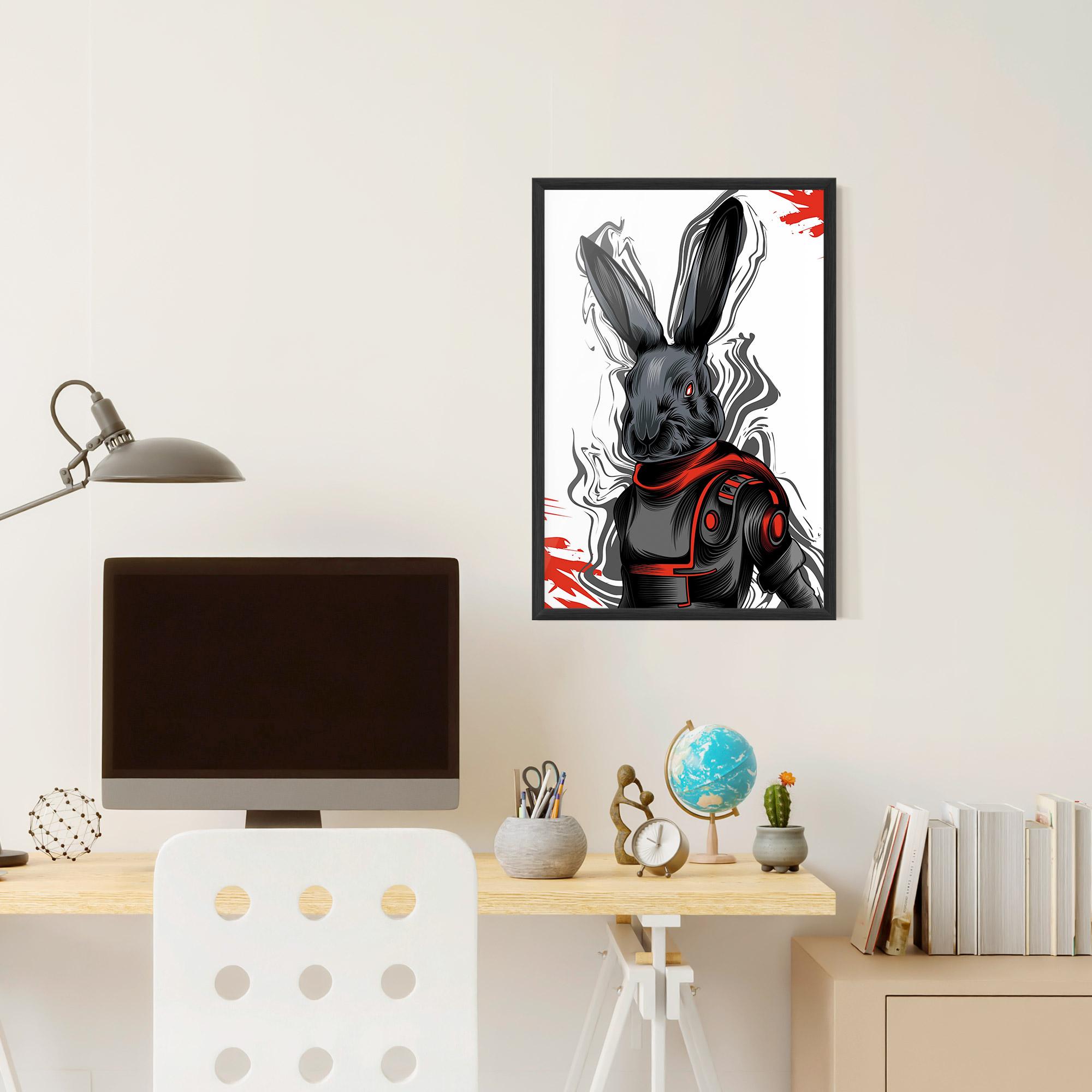 Poster Înrămat Red Robot Bunny mockup 6