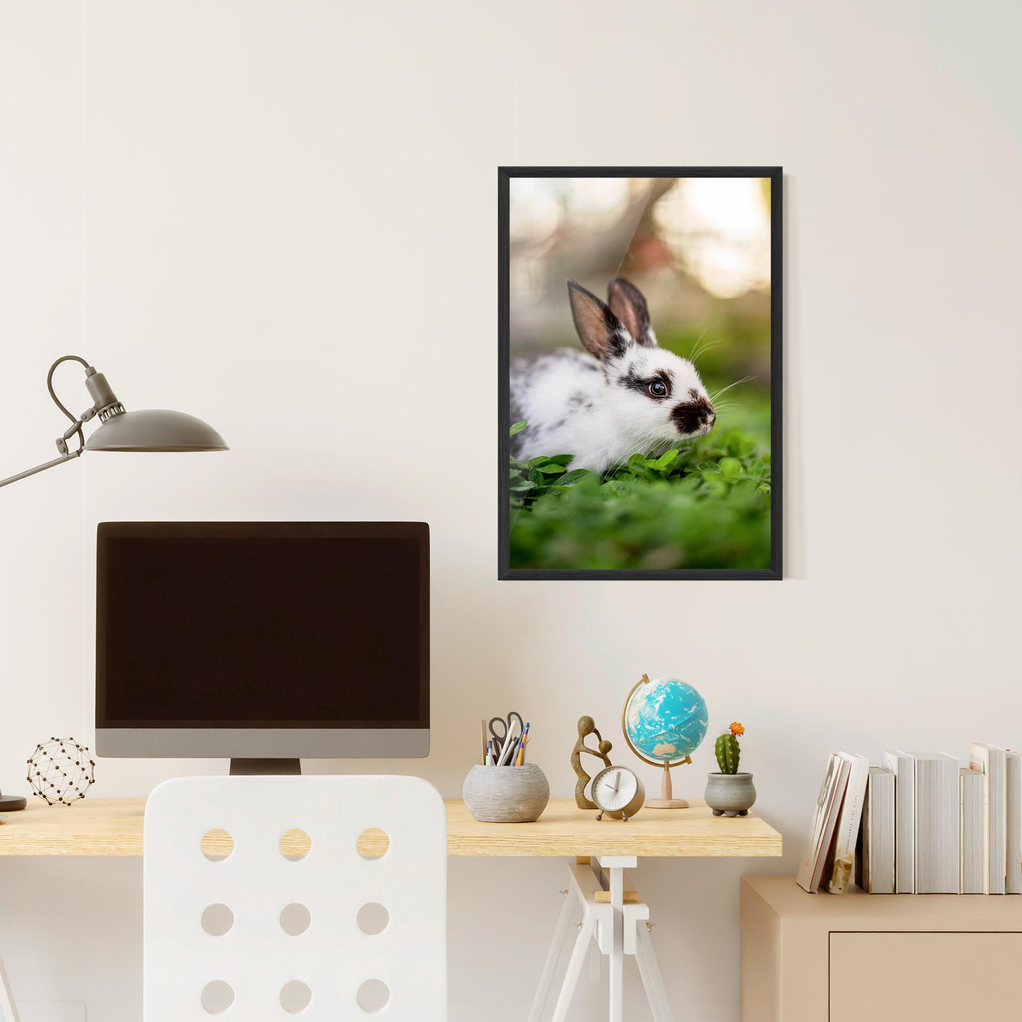 Poster Înrămat White Black Bunny mockup 6
