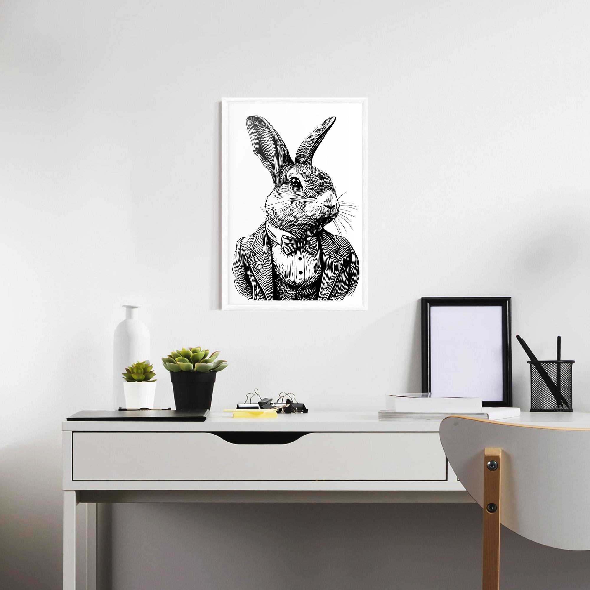 Poster Înrămat Bunny In Suit mockup 7
