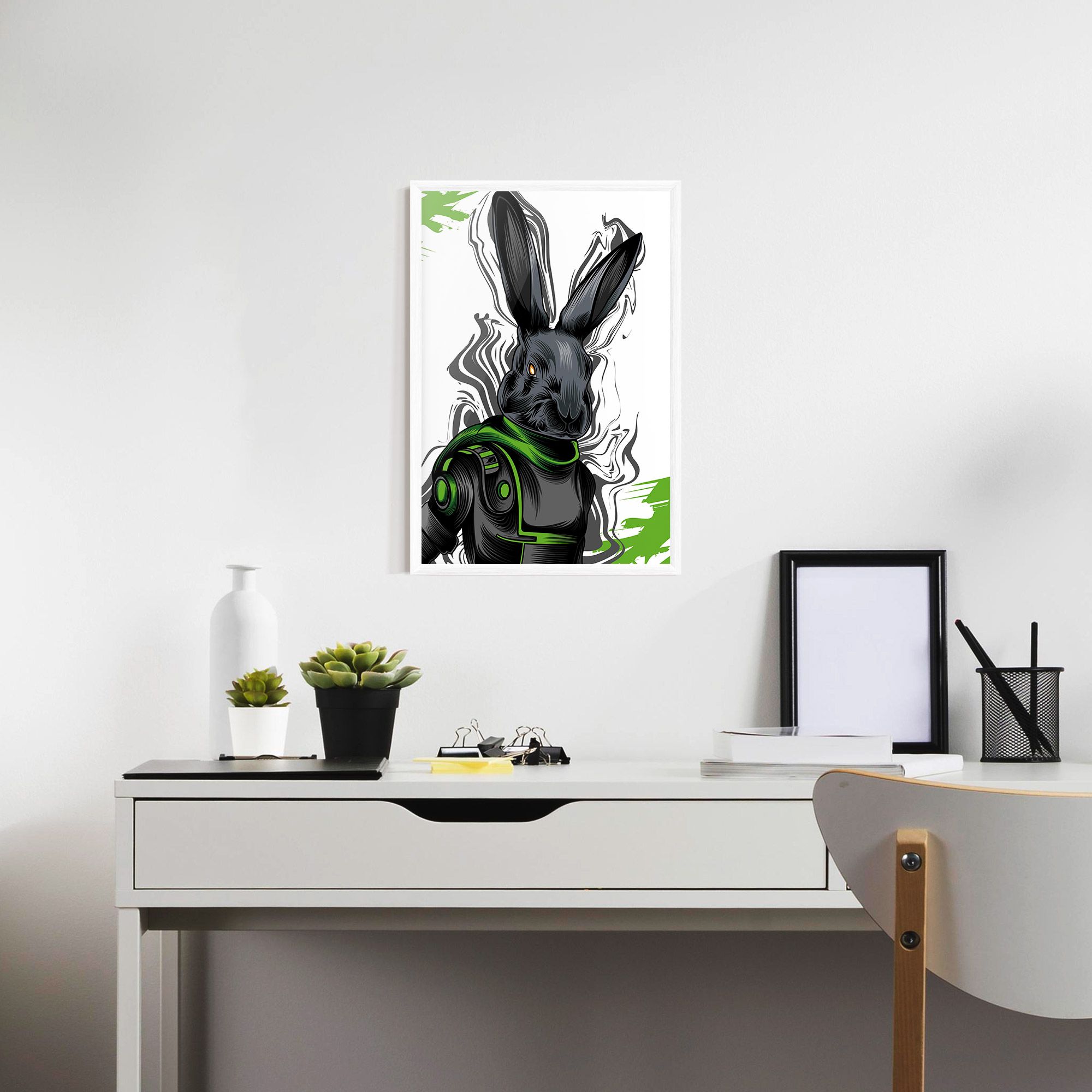Cyborg Green Bunny mockup 7