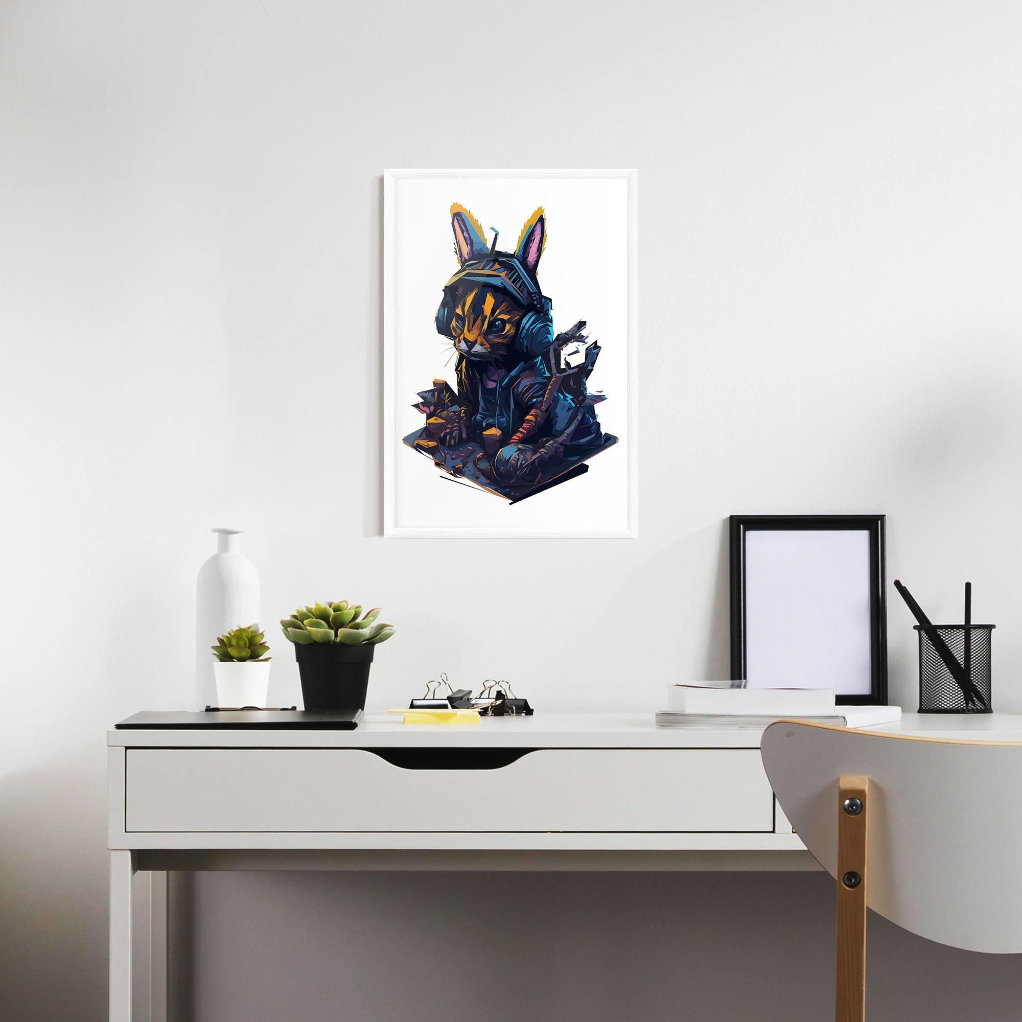 Poster Înrămat Orange Rabbit Headset mockup 7