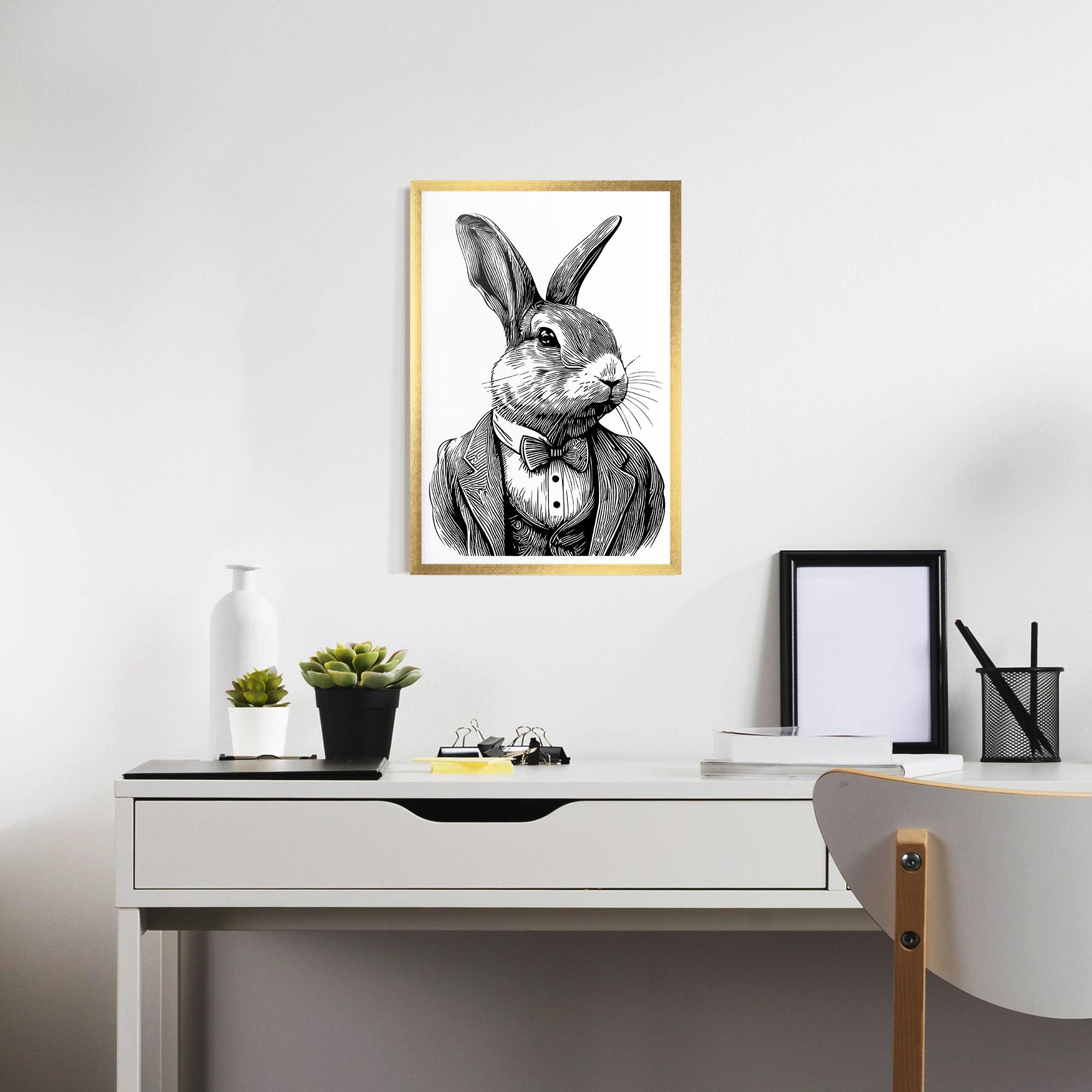 Poster Înrămat Bunny In Suit mockup 7