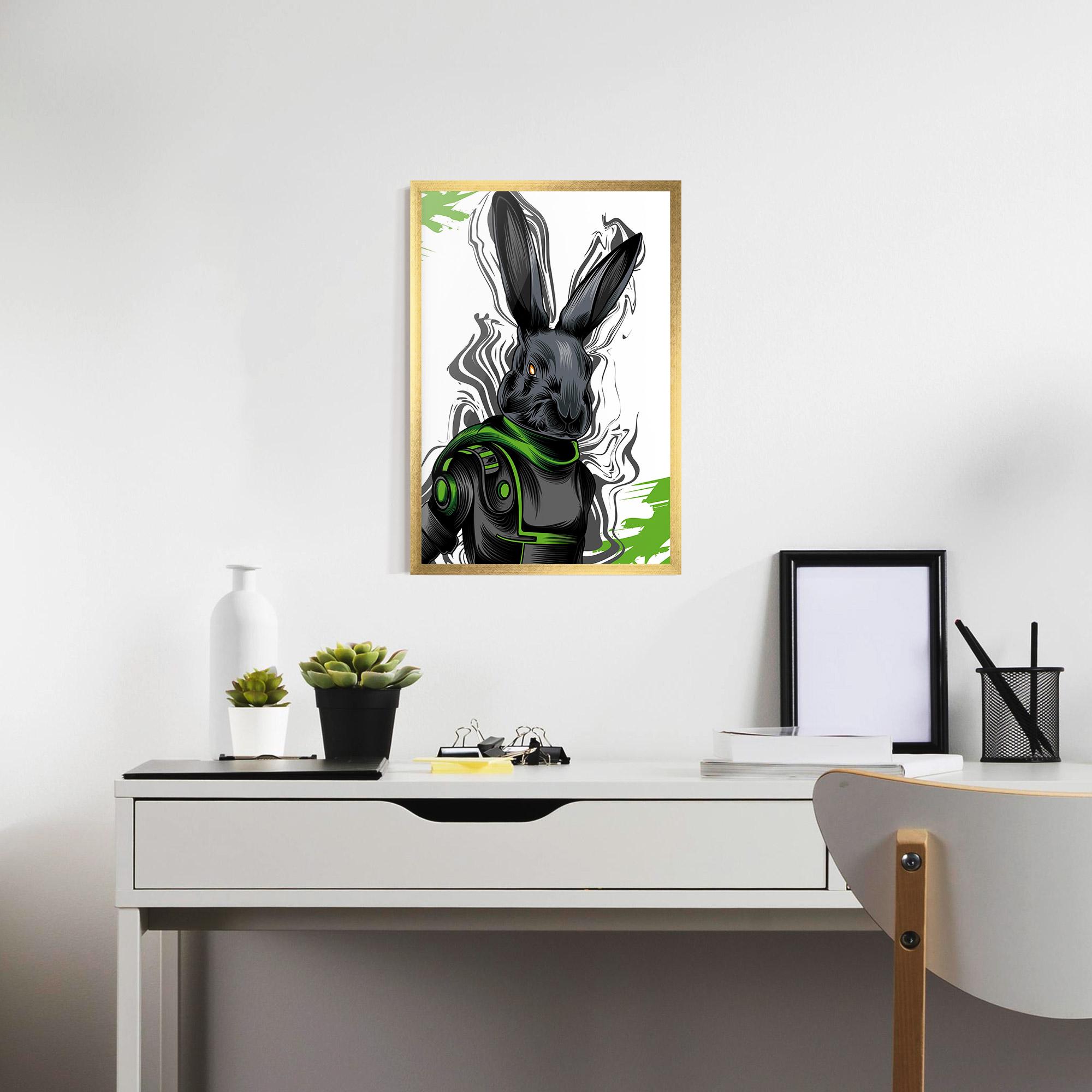Poster Înrămat Cyborg Green Bunny mockup 7