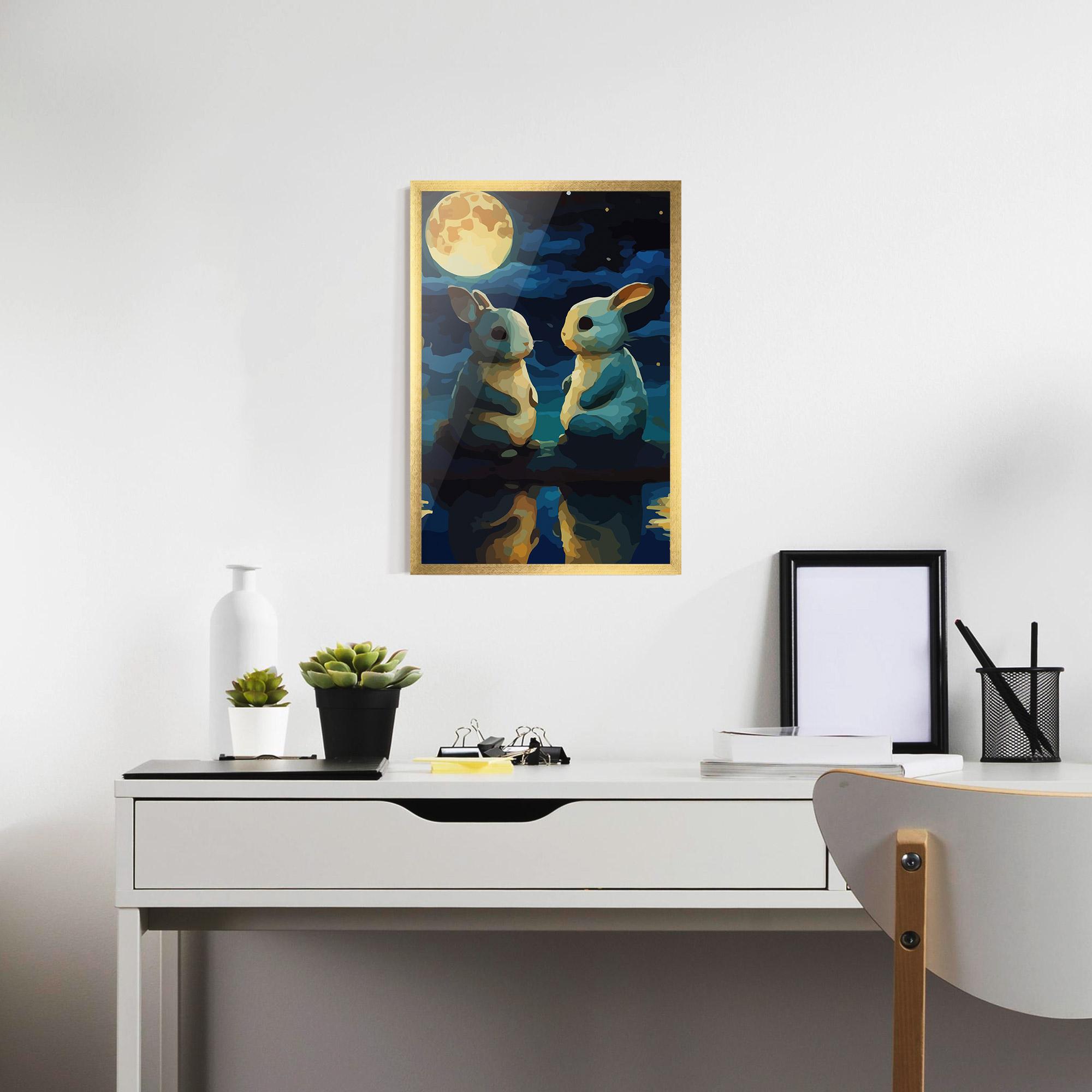 Poster Înrămat Full Moon Bunny mockup 7