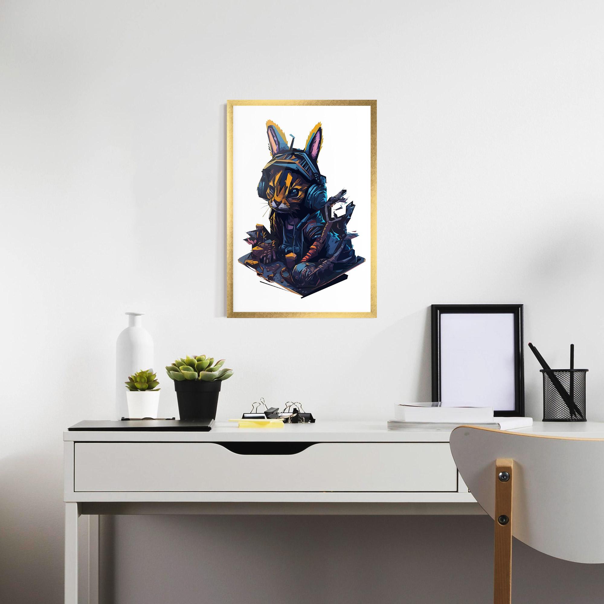 Poster Înrămat Orange Rabbit Headset mockup 7