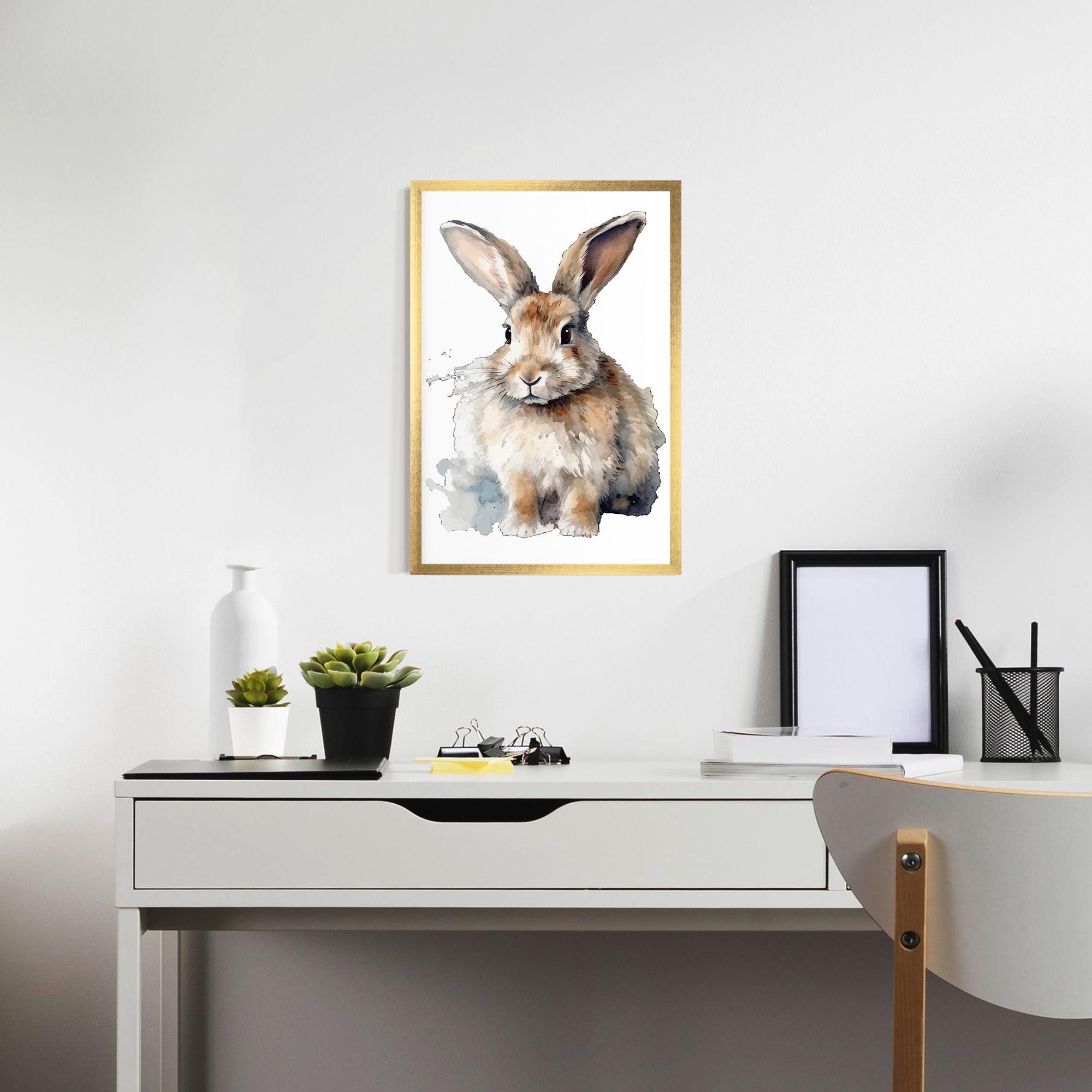 Poster Înrămat Watercolor Cute Bunny mockup 7
