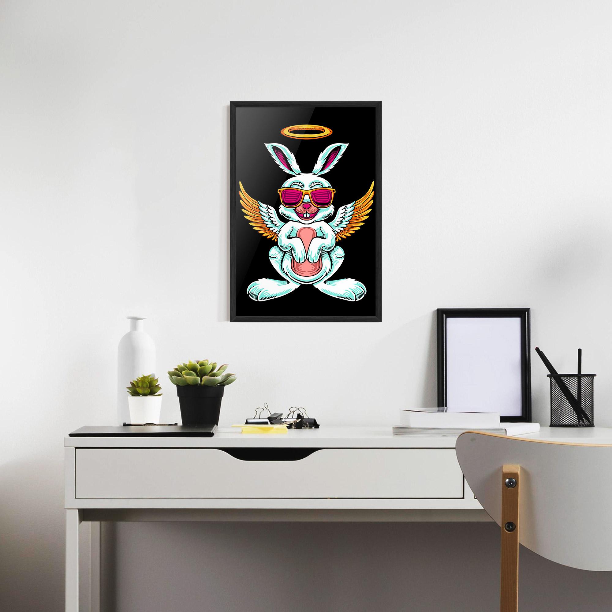 Poster Înrămat Angel Cool Bunny mockup 7