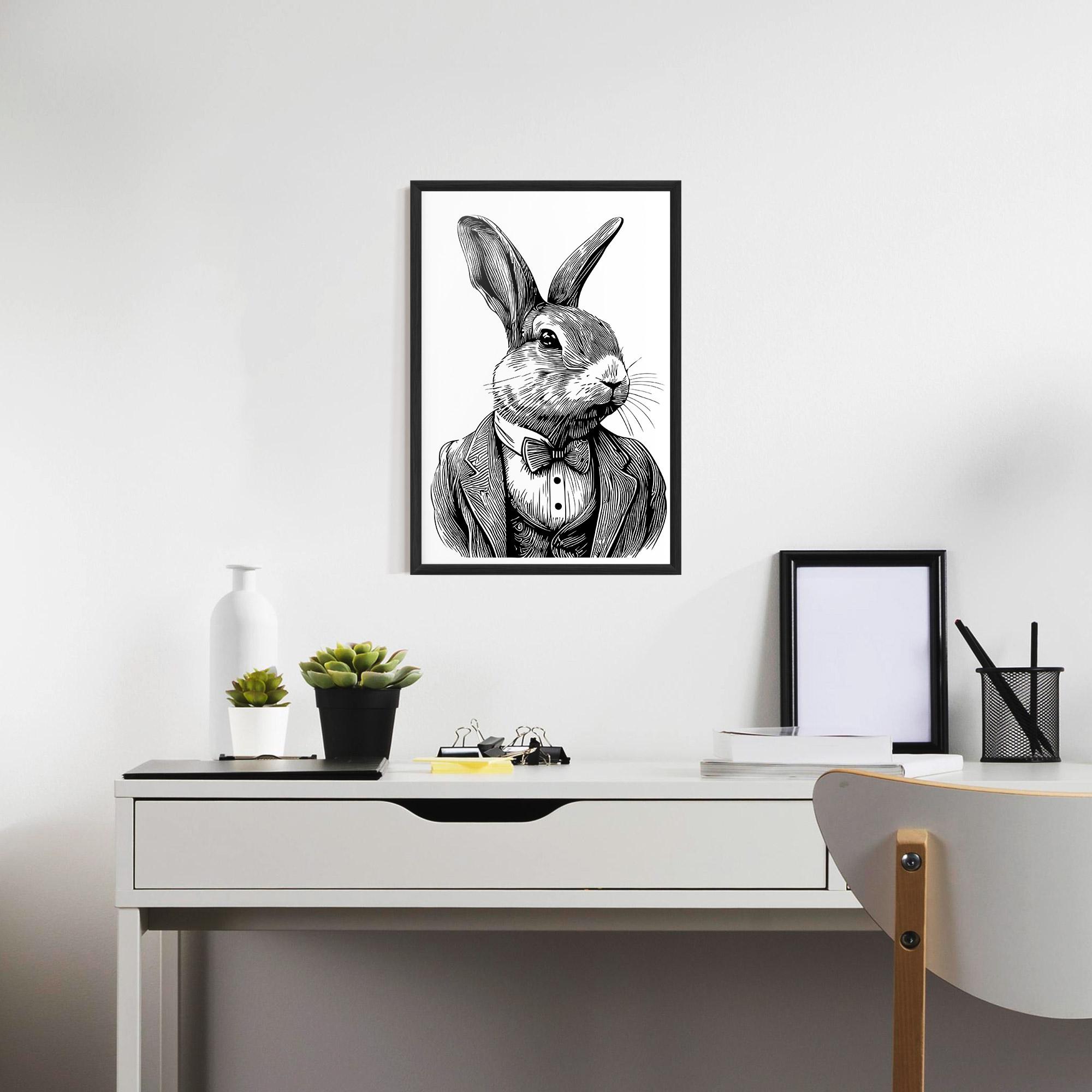 Poster Înrămat Bunny In Suit mockup 7