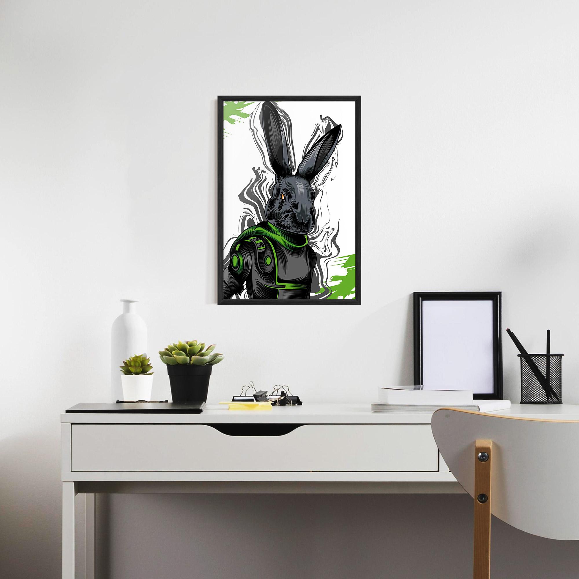 Poster Înrămat Cyborg Green Bunny mockup 7