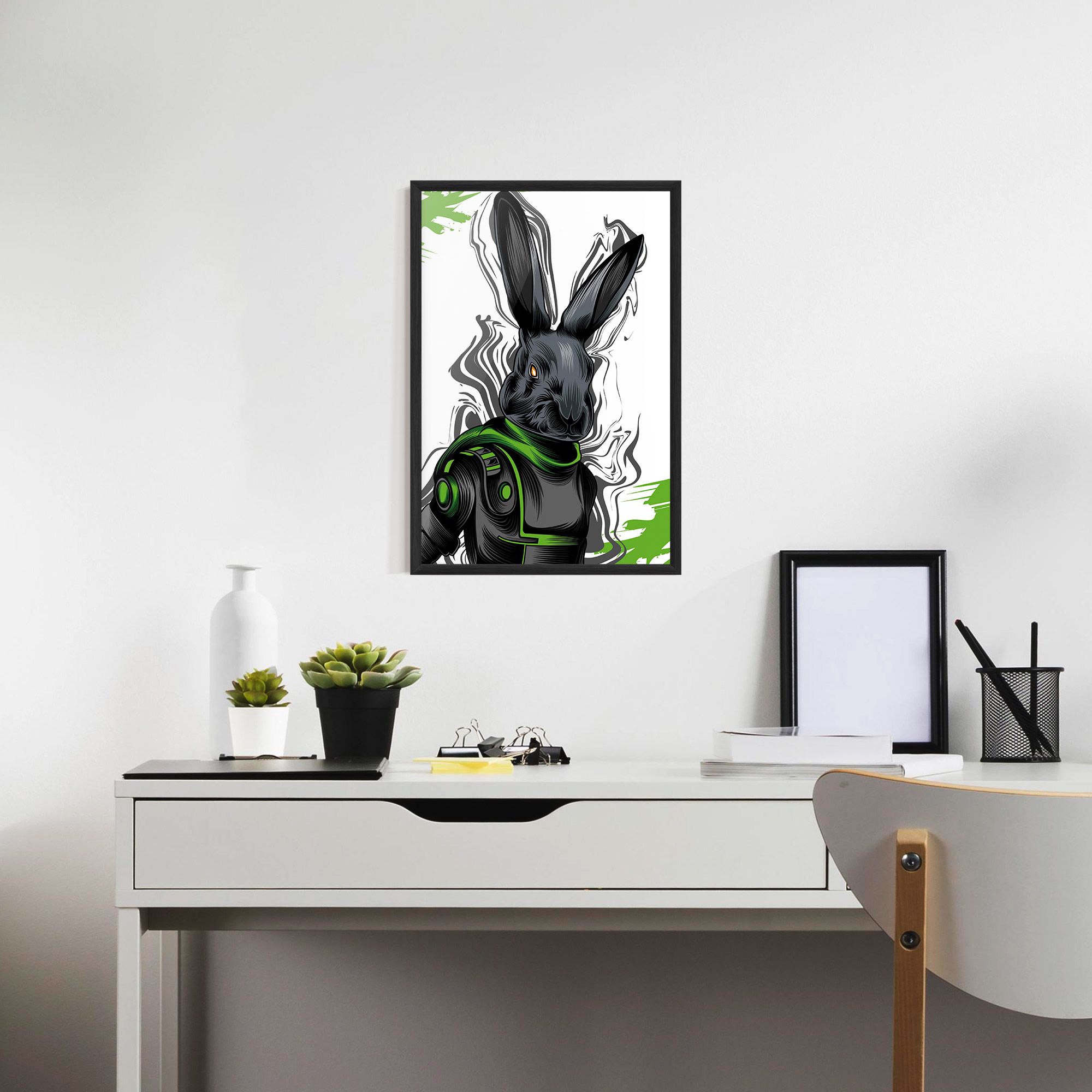 Cyborg Green Bunny mockup 7