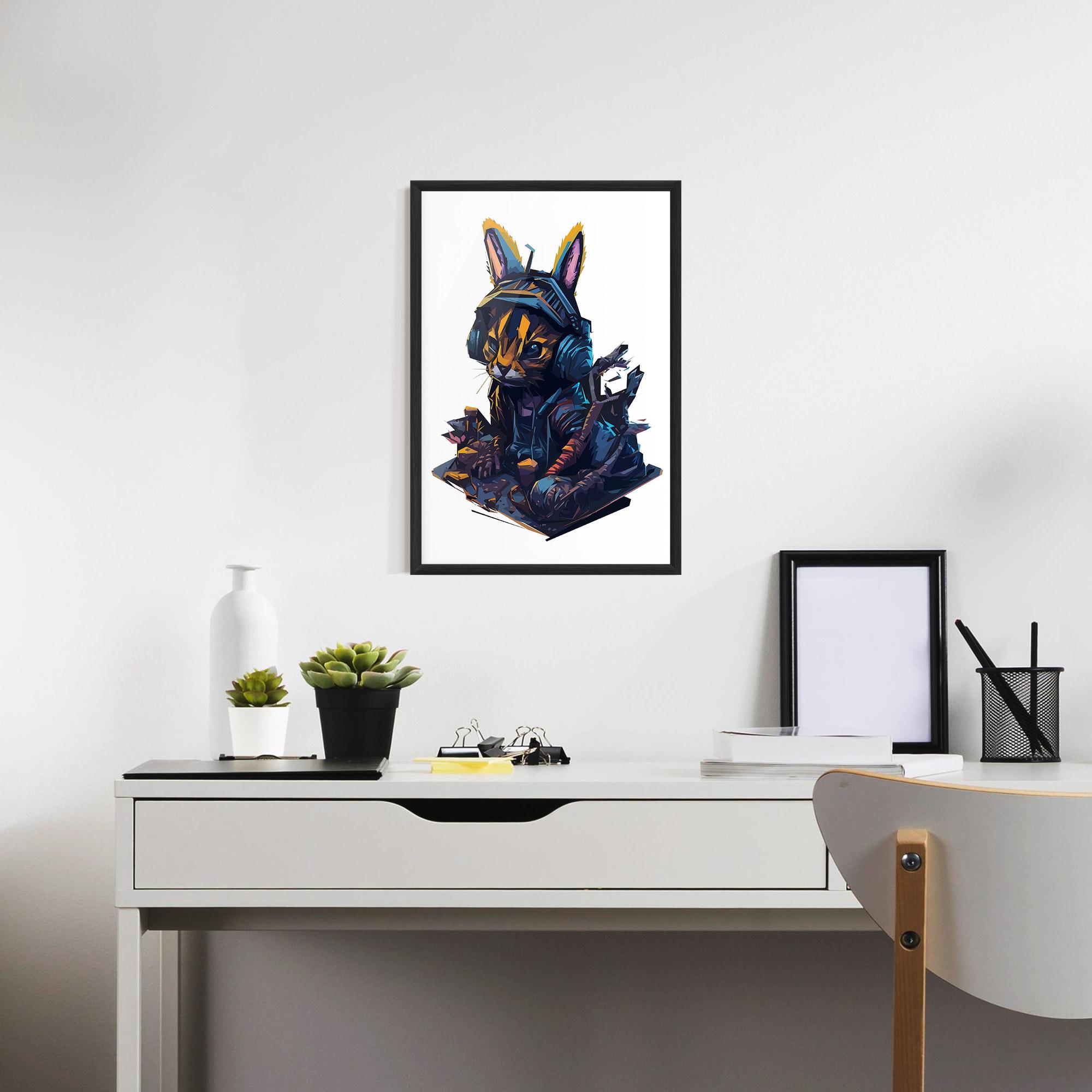 Poster Înrămat Orange Rabbit Headset mockup 7