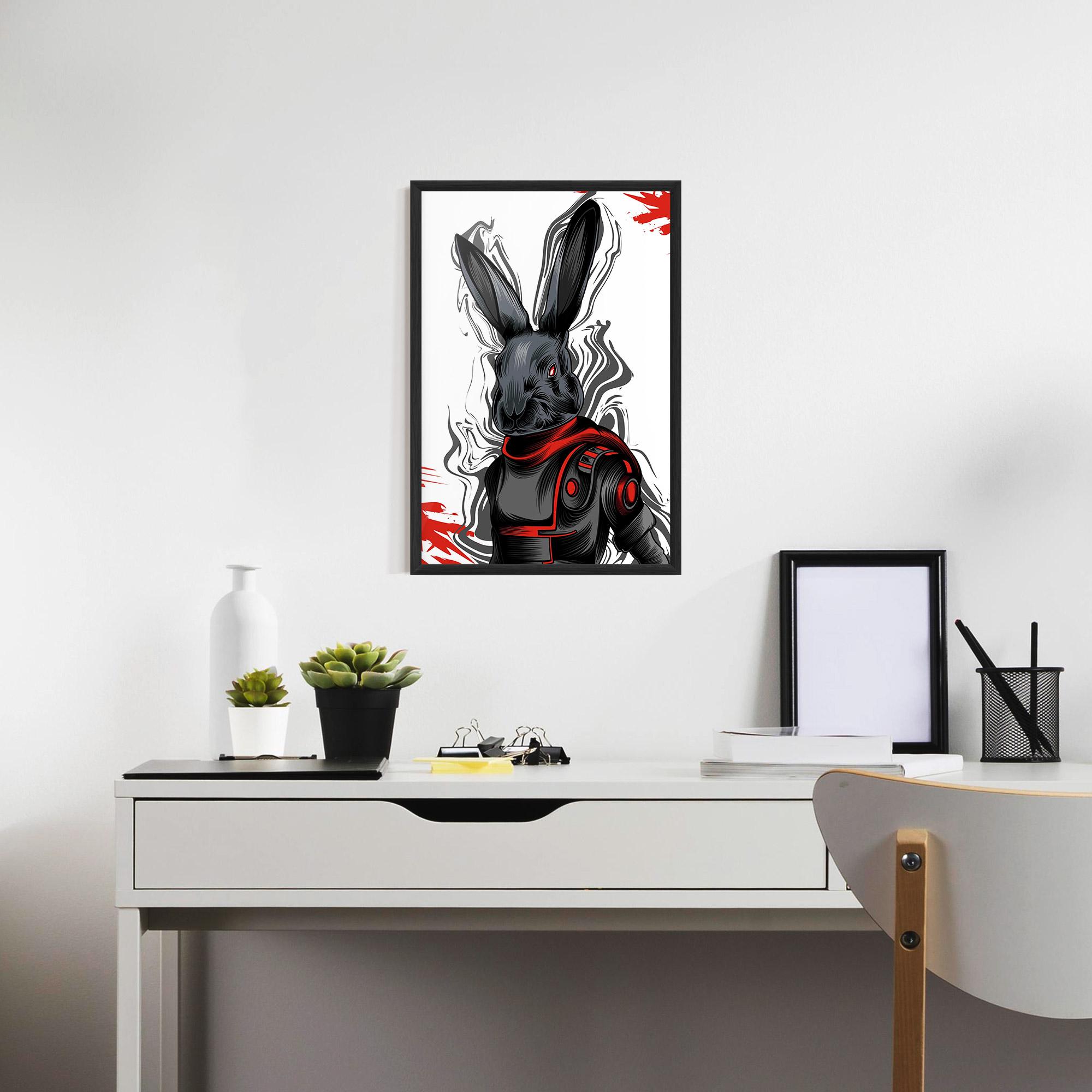 Poster Înrămat Red Robot Bunny mockup 7