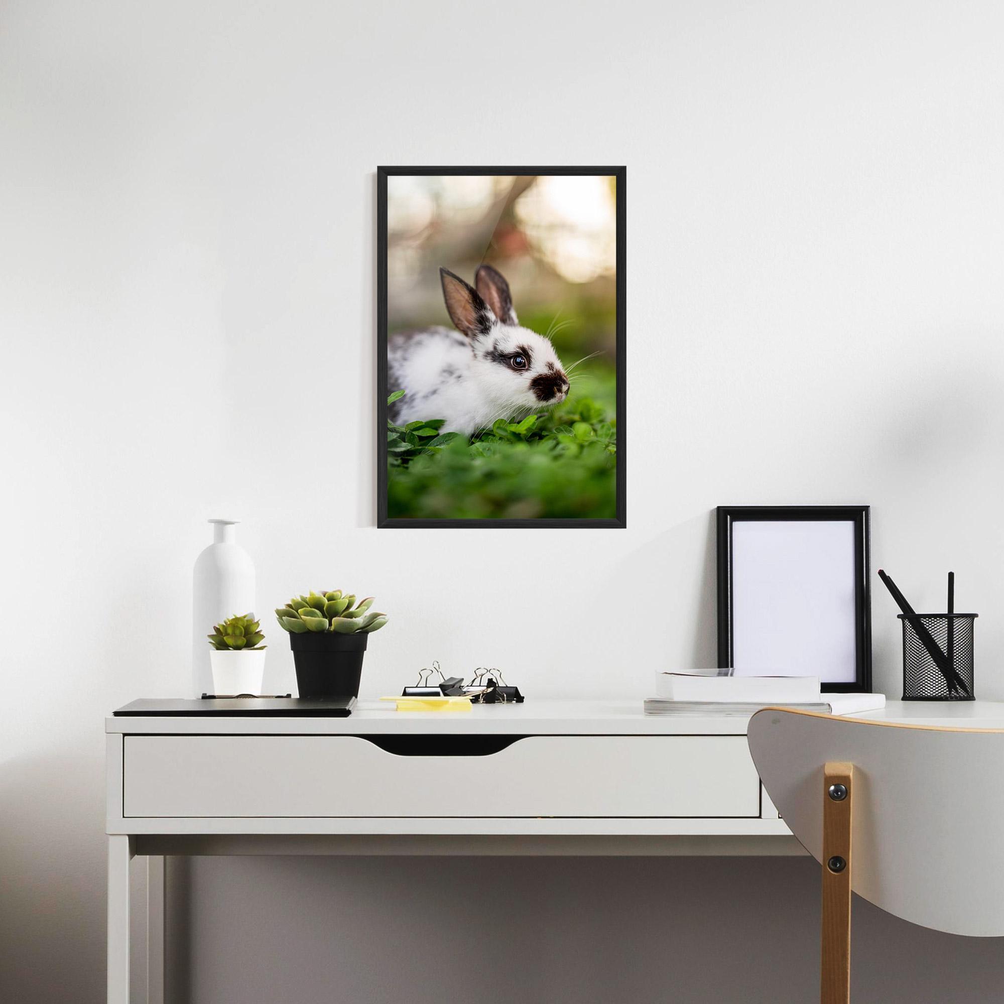 Poster Înrămat White Black Bunny mockup 7