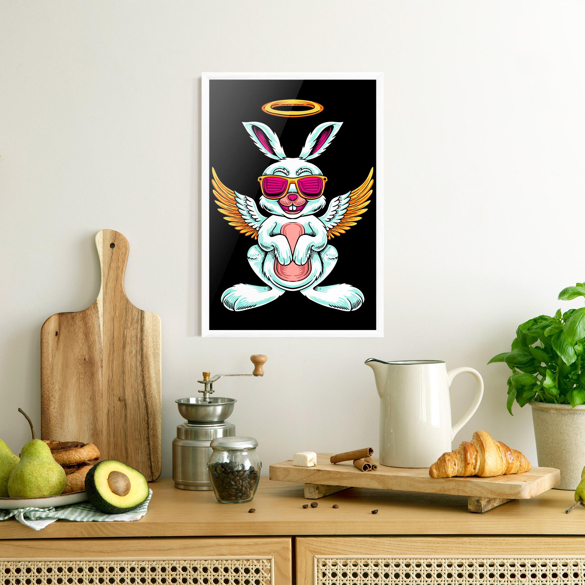 Poster Înrămat Angel Cool Bunny mockup 8